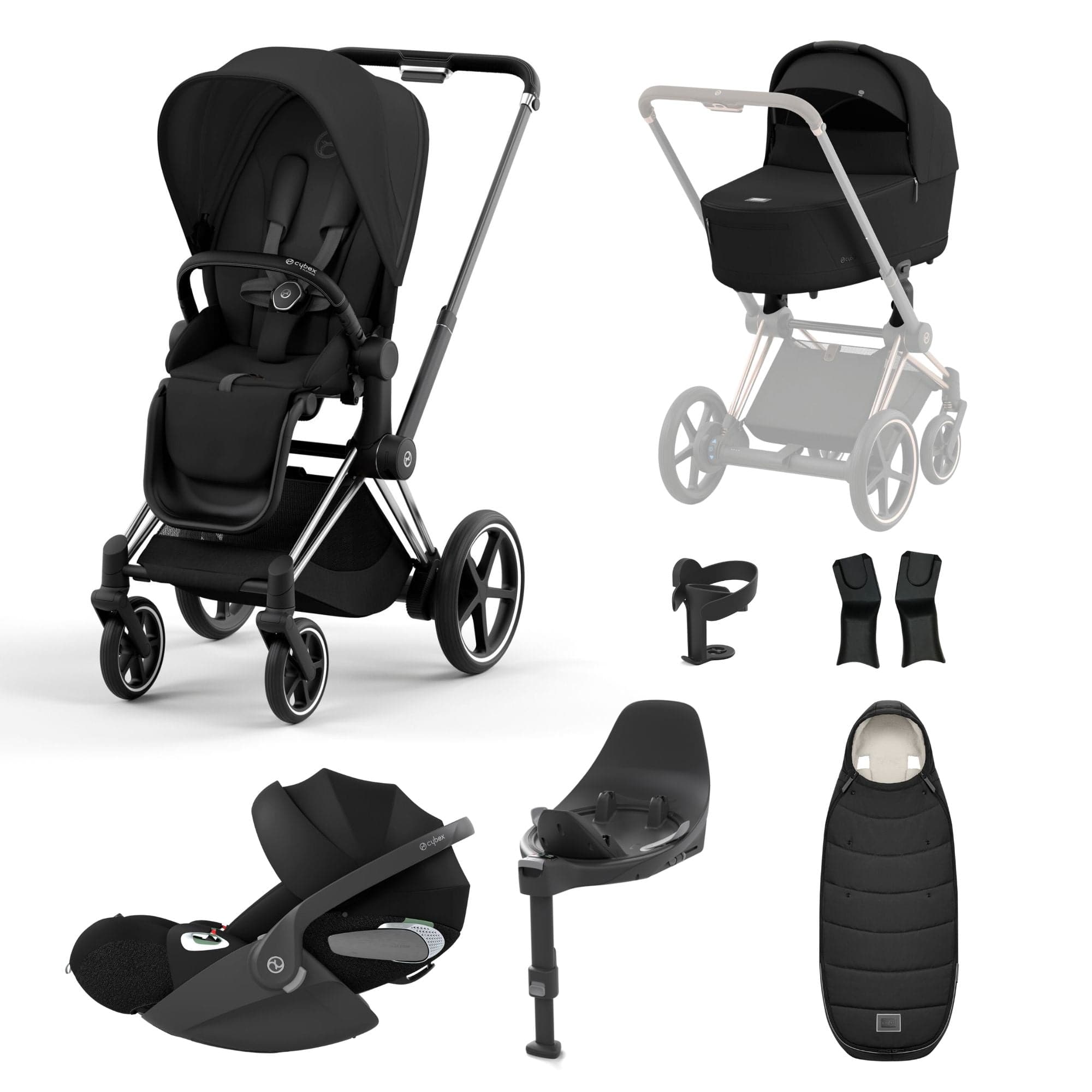 Cybex e-Priam Travel System With Cloud T in Sepia Black Travel Systems 19710-EP-CHR-SEP-BLK-a 4063846415373