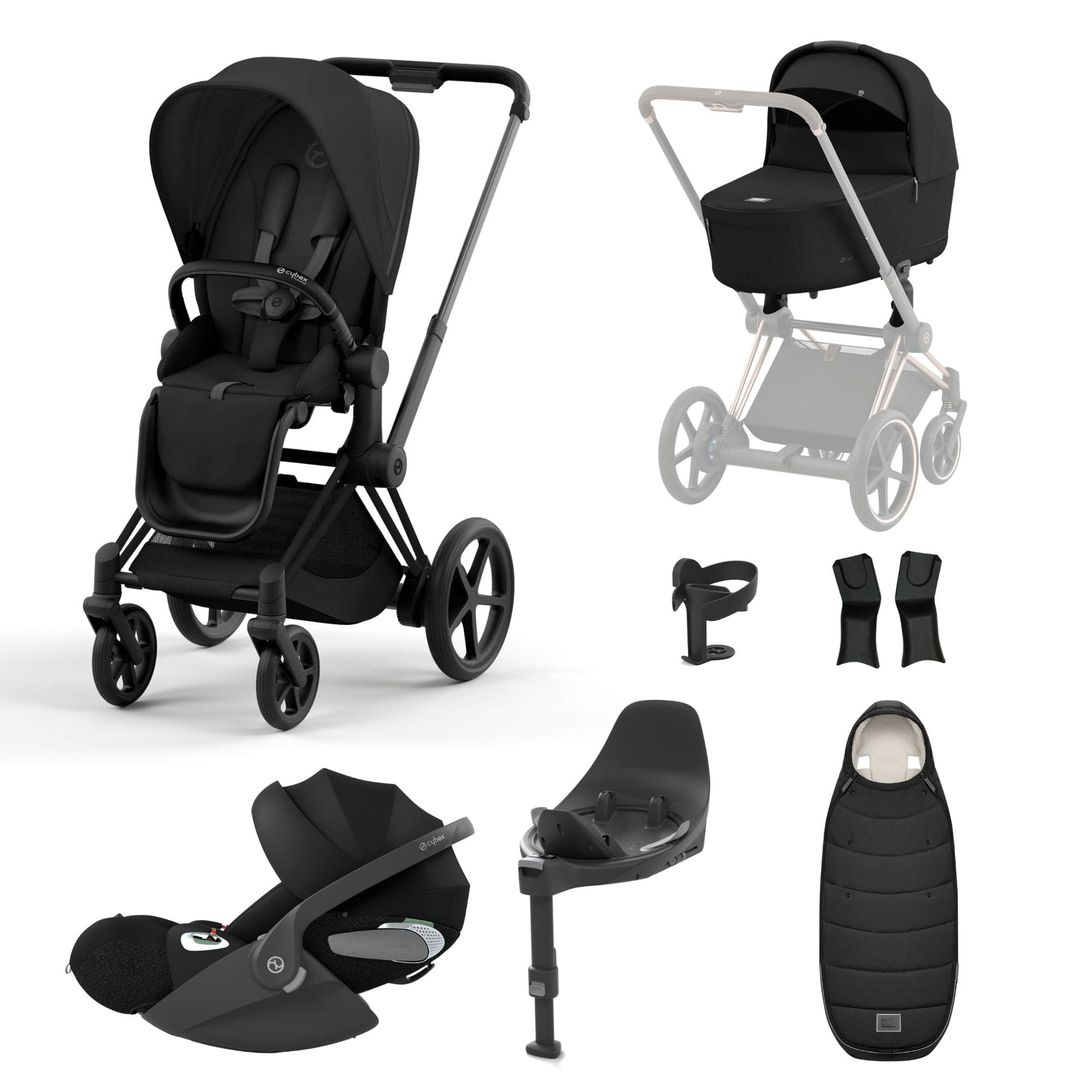 Cybex e-Priam Travel System With Cloud T in Sepia Black Travel Systems 19721-EP-MAT-SEP-BLK-a 4063846415373