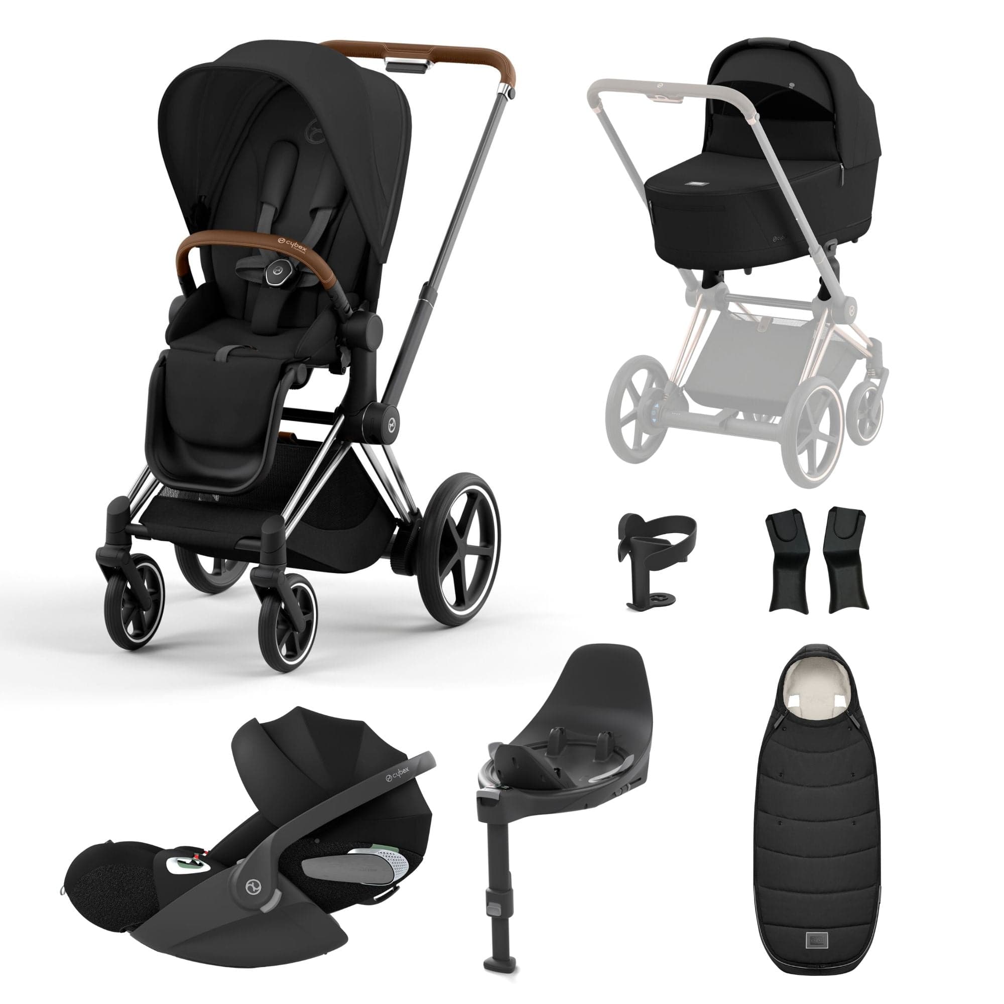 Cybex e-Priam Travel System With Cloud T in Sepia Black Travel Systems 19751-EP-CHB-CLT-SEP-BLK-a 4063846415373