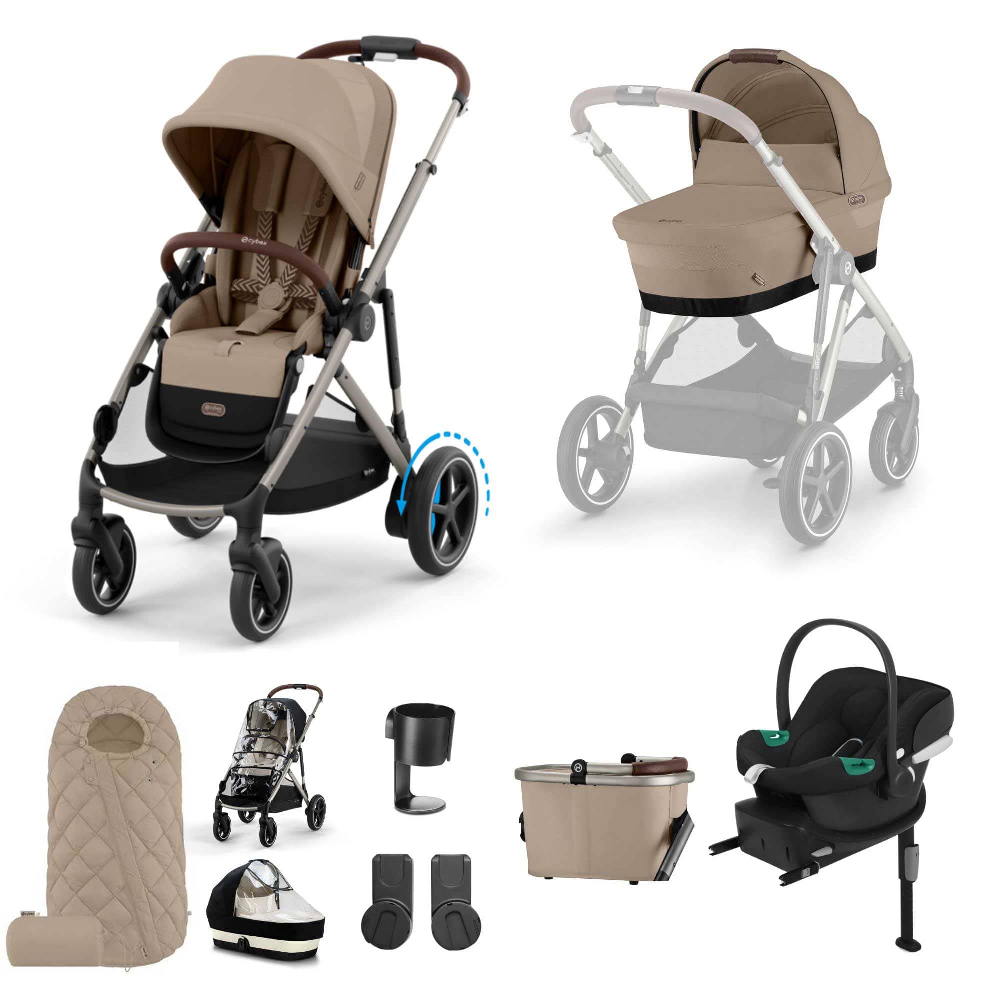 Cybex eGazelle S Comfort Bundle in Almond Beige Travel Systems 16349-ALM-BEI-1 4063846466047