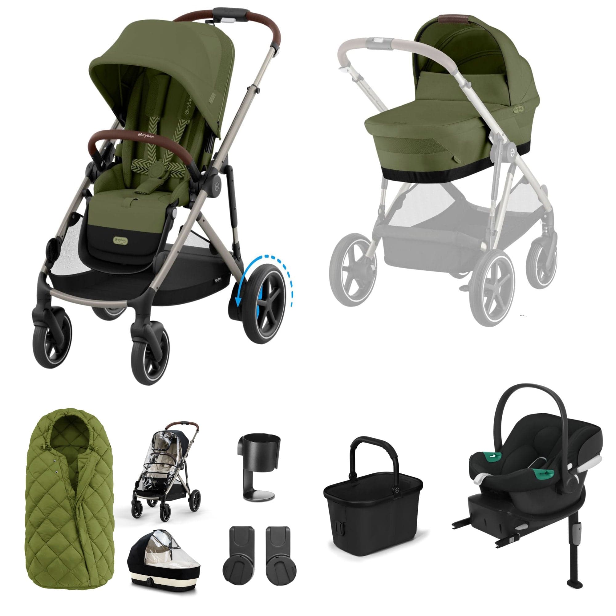Cybex eGazelle S Comfort Bundle in Moss Green Travel Systems 19529-eGAZ-COM-MOS-3