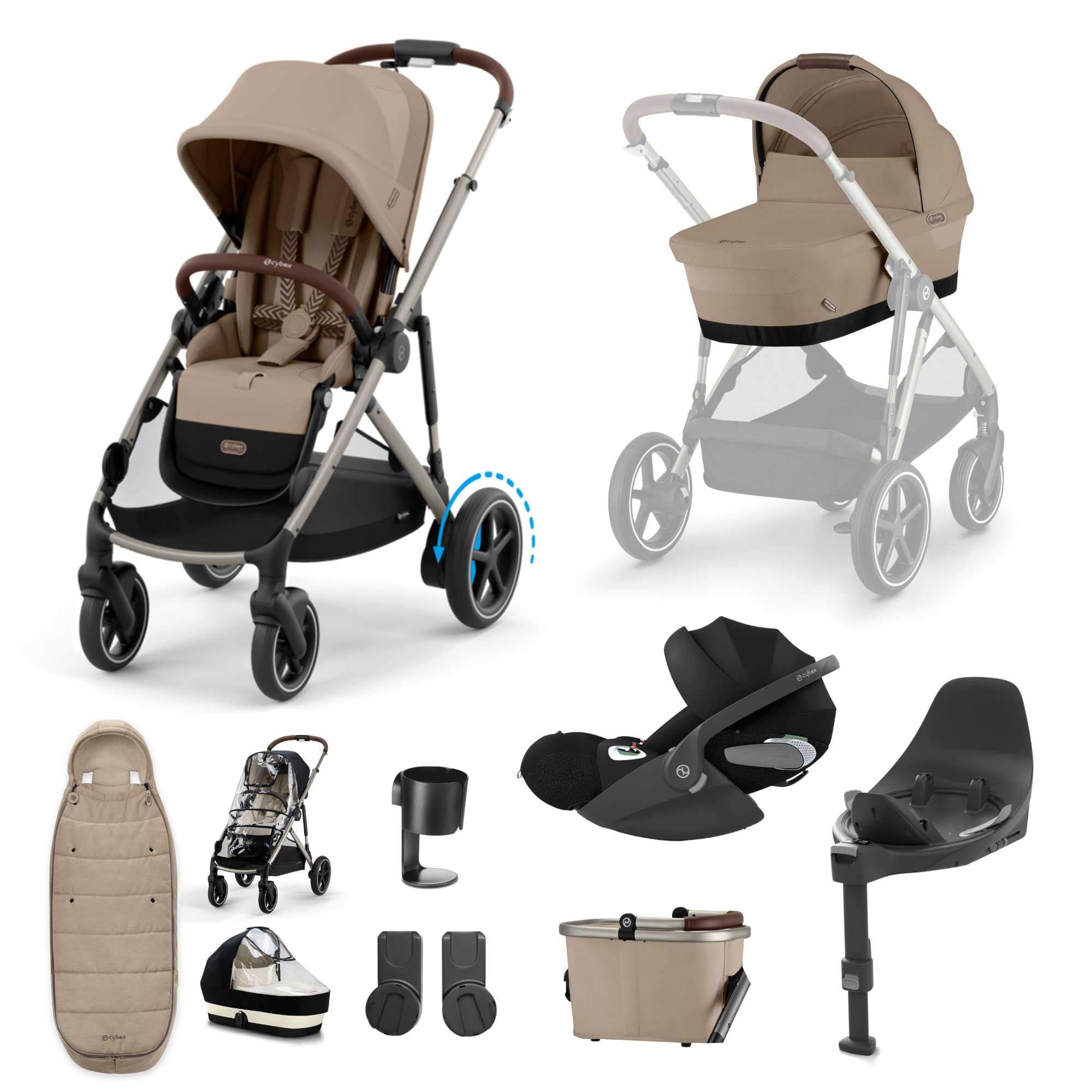 Cybex eGazelle S Luxury Bundle in Almond Beige Travel Systems 15650-ALM-BEI-2 4063846466047