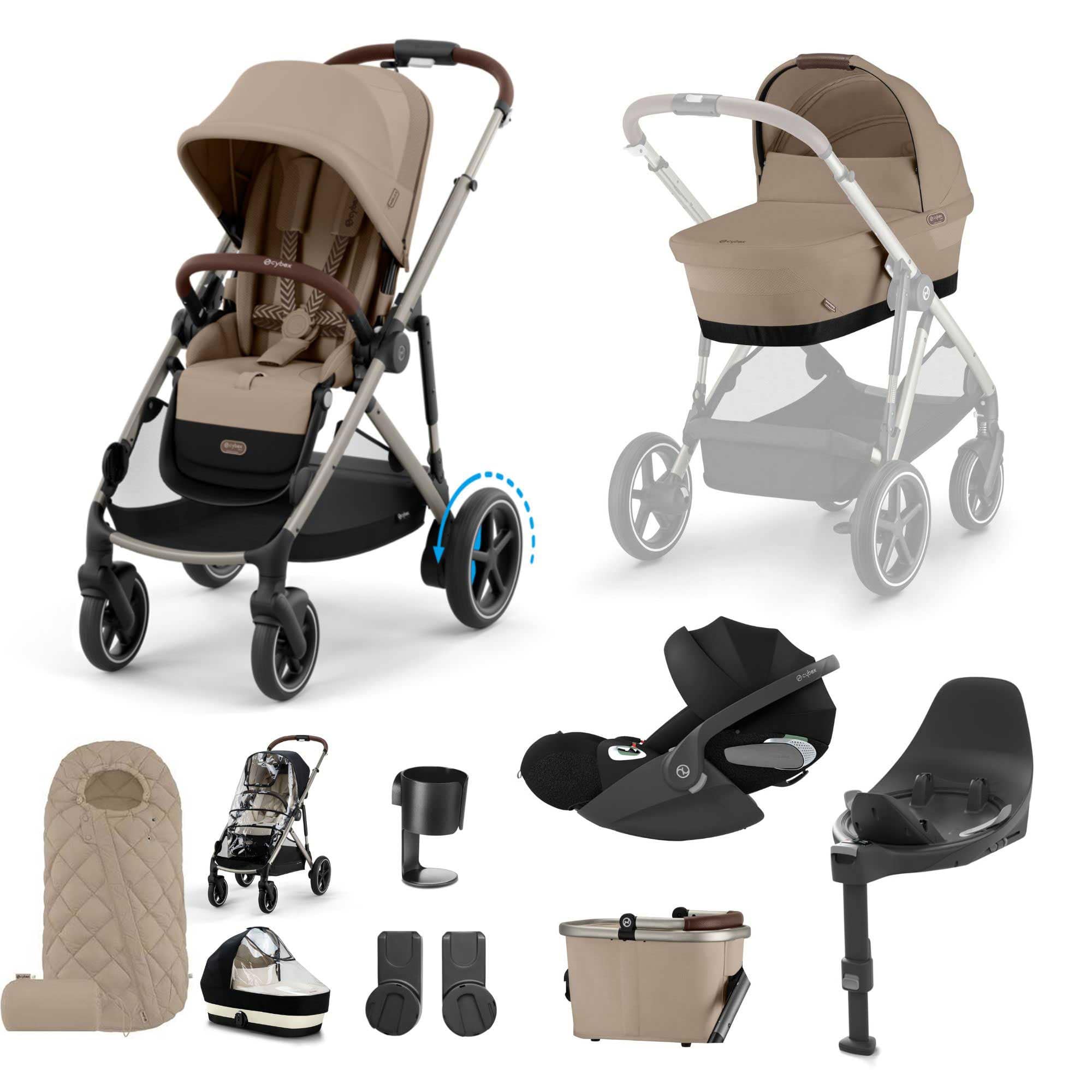 Cybex eGazelle S Luxury Bundle in Almond Beige Travel Systems 15650-ALM-BEI-3 4063846466047