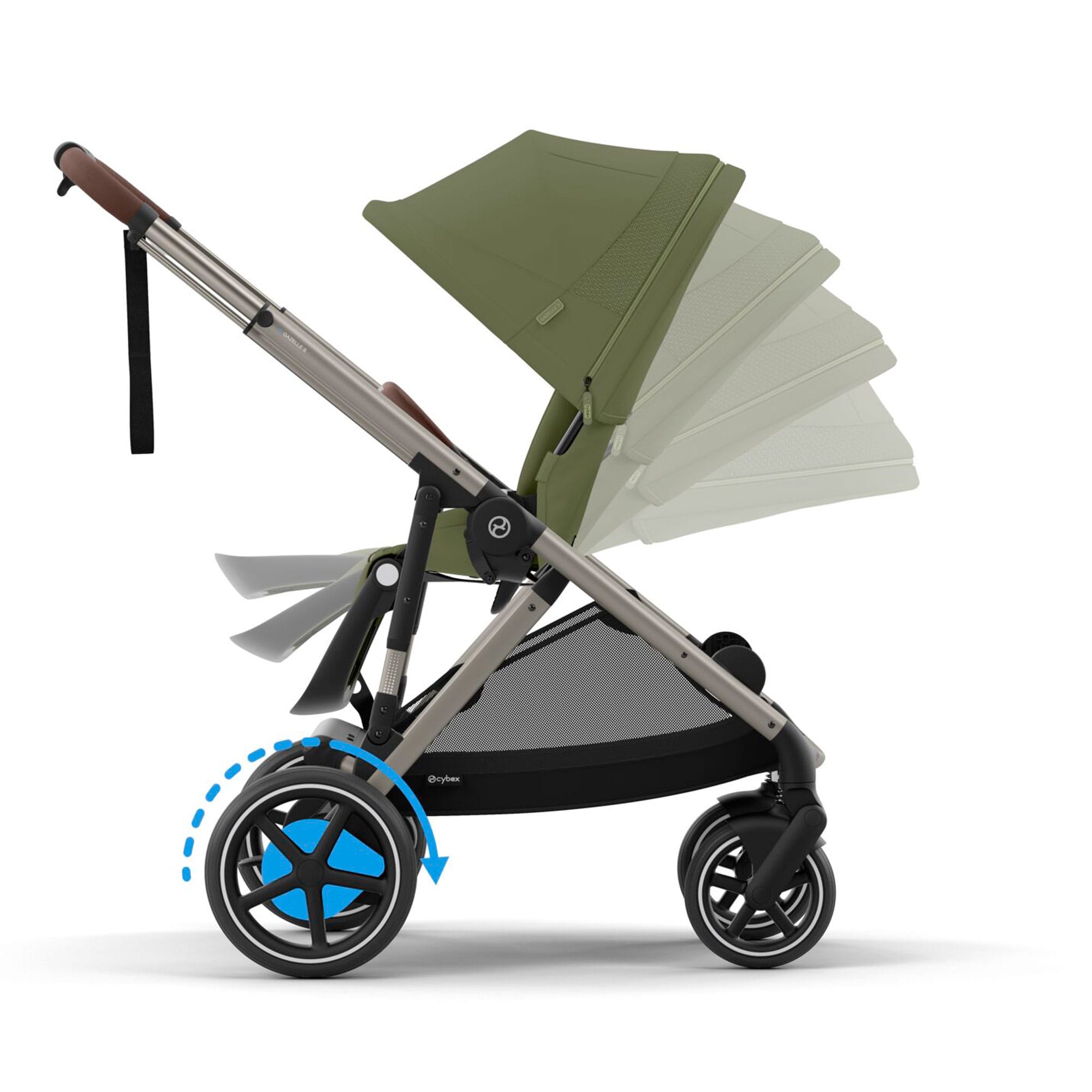 Cybex eGazelle S Twin Comfort Pushchair Bundle in Moss Green Travel Systems