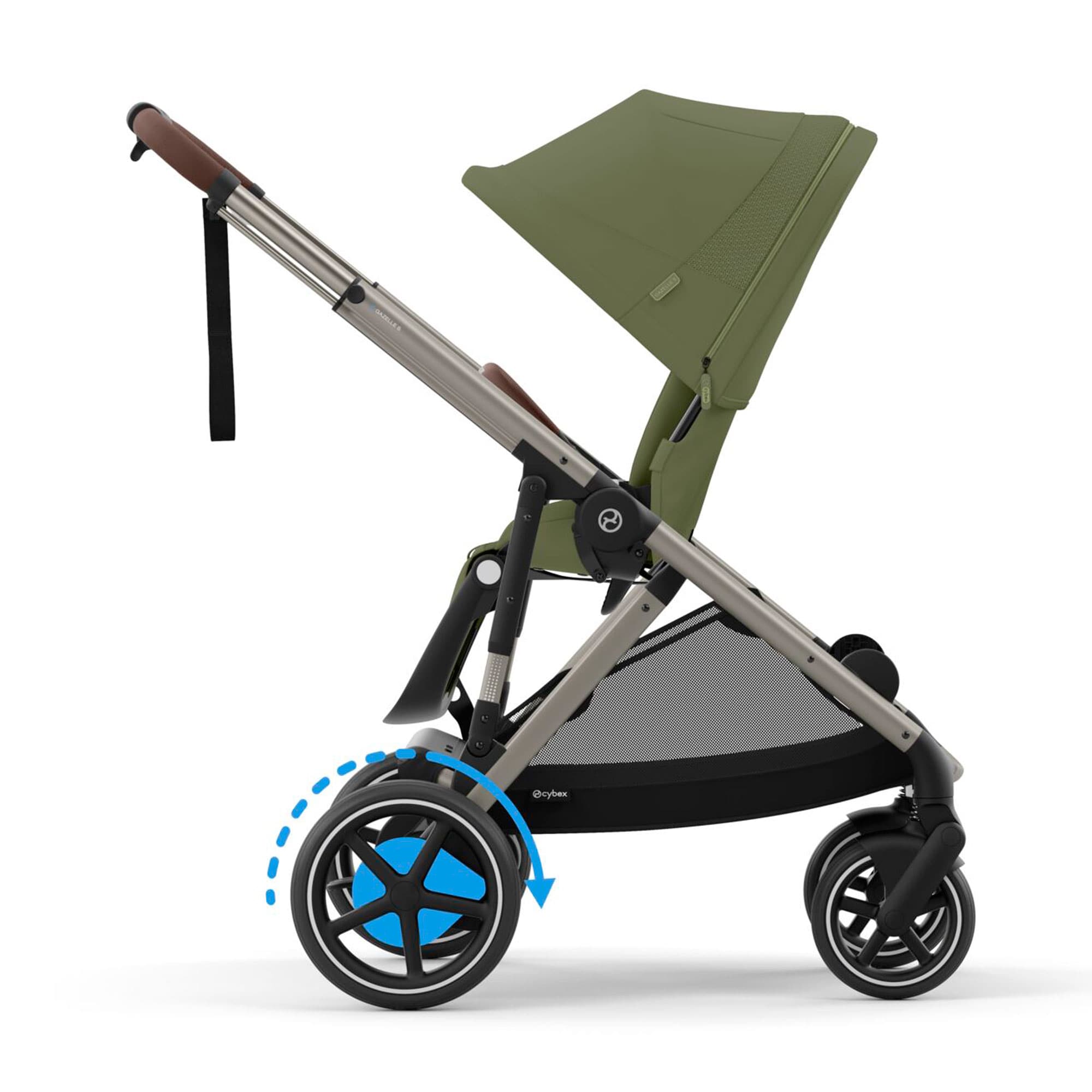 Cybex eGazelle S Twin Comfort Pushchair Bundle in Moss Green Travel Systems