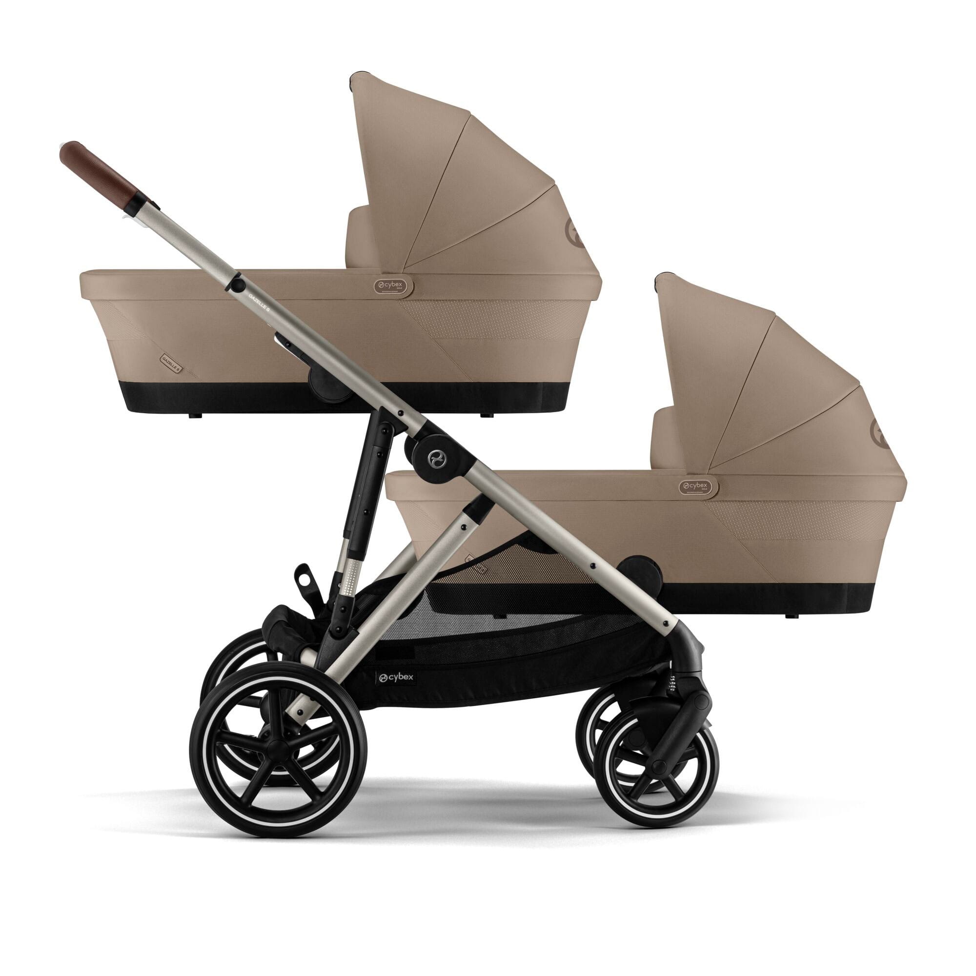 Cybex eGazelle S Twin Essential Pushchair Bundle in Almond Beige Travel Systems