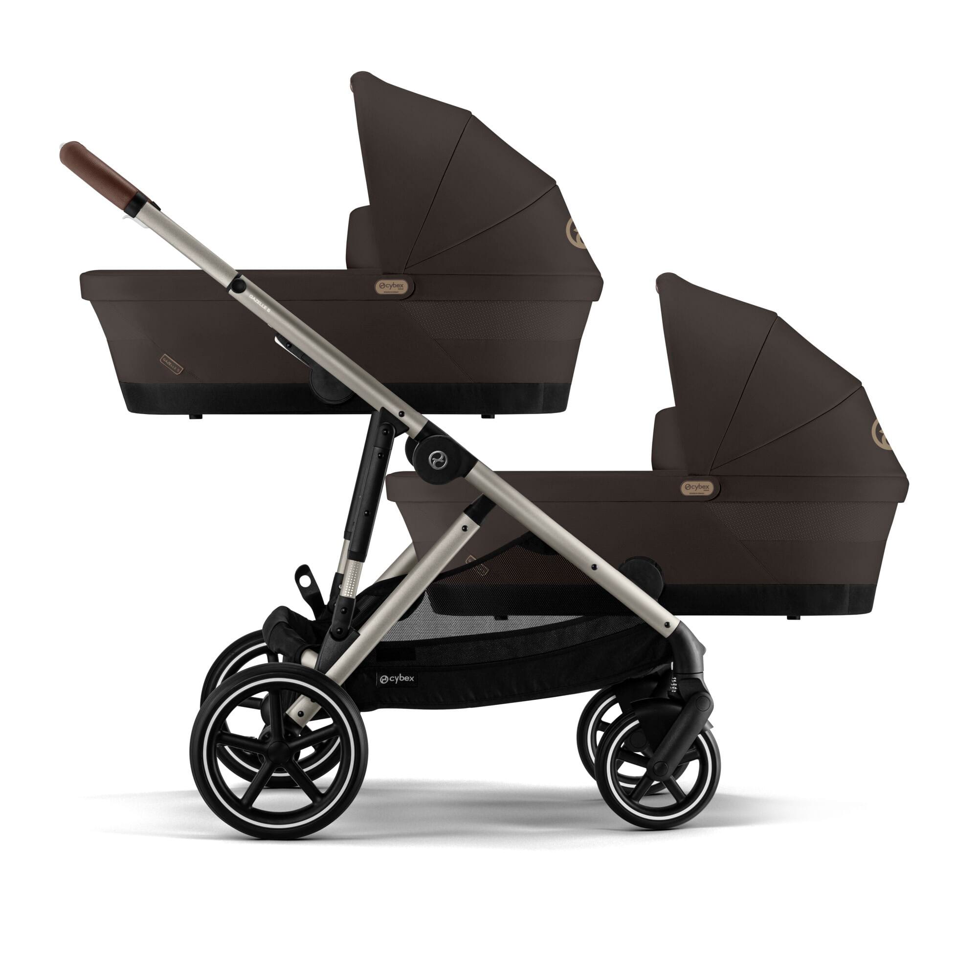 Cybex eGazelle S Twin Essential Pushchair Bundle in Chocolate Brown Travel Systems