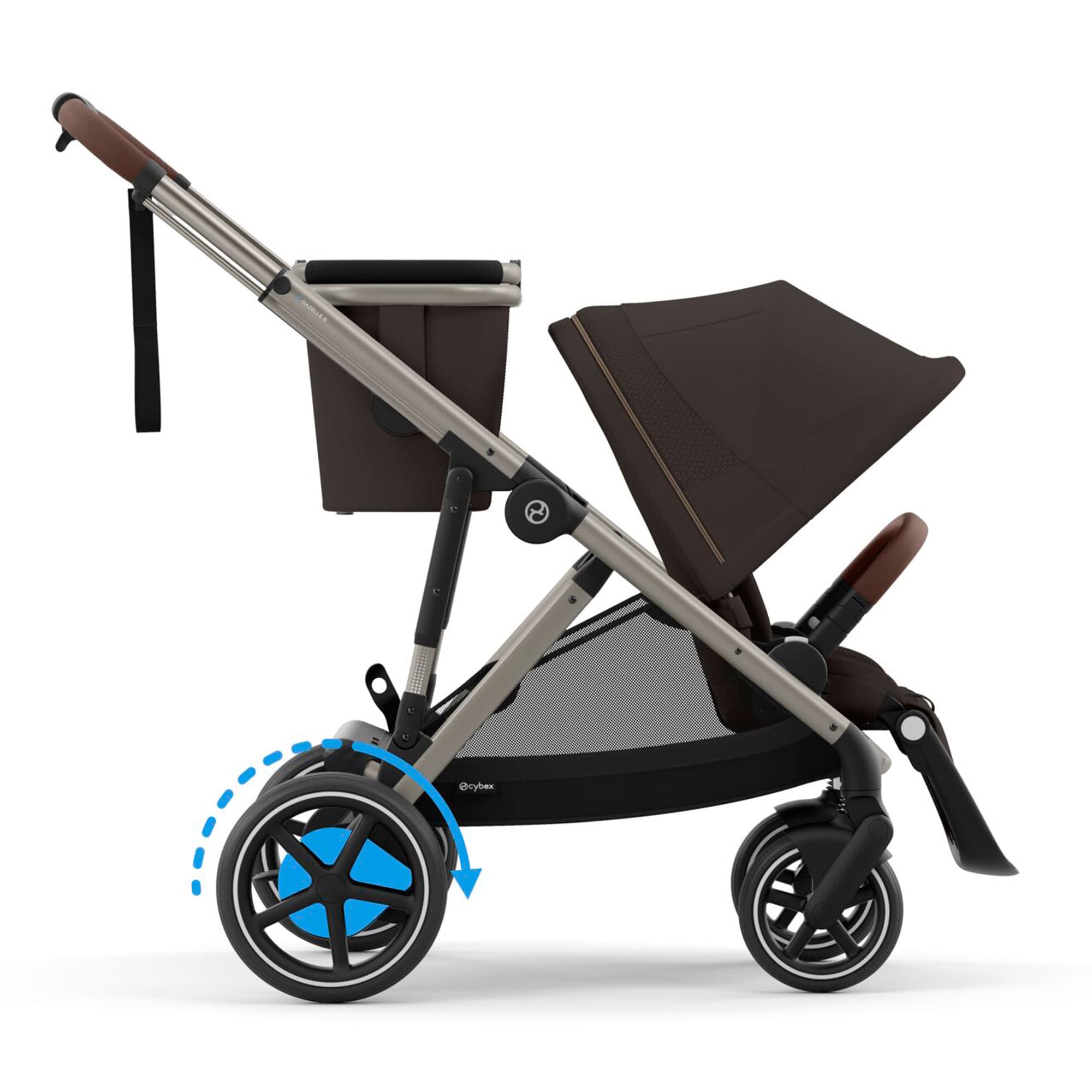 Cybex eGazelle S Twin Essential Pushchair Bundle in Chocolate Brown Travel Systems