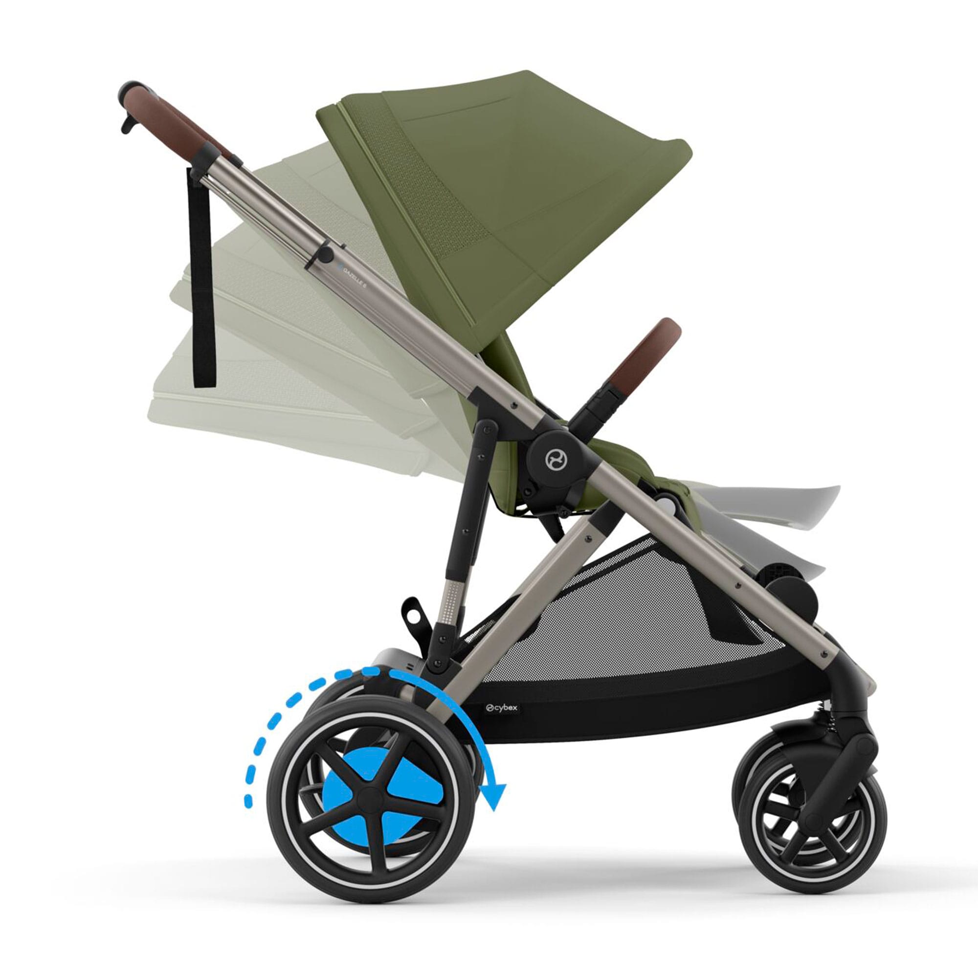 Cybex eGazelle S Twin Essential Pushchair Bundle in Moss Green Travel Systems