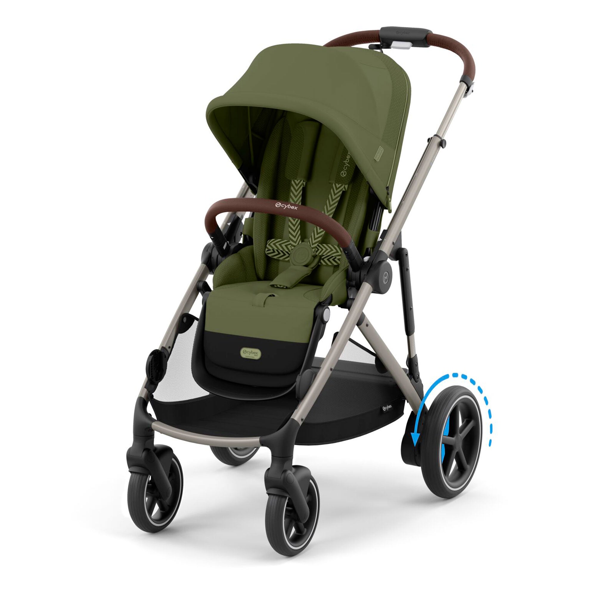 Cybex eGazelle S Twin Essential Pushchair Bundle in Moss Green Travel Systems