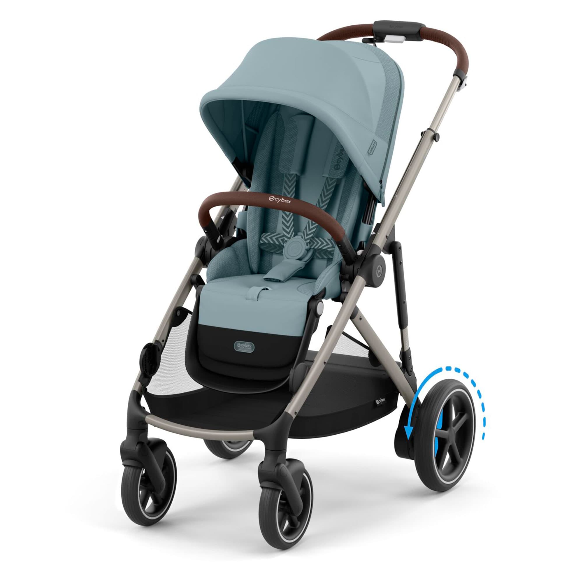 Cybex eGazelle S Twin Essential Pushchair Bundle in Stormy Blue Travel Systems