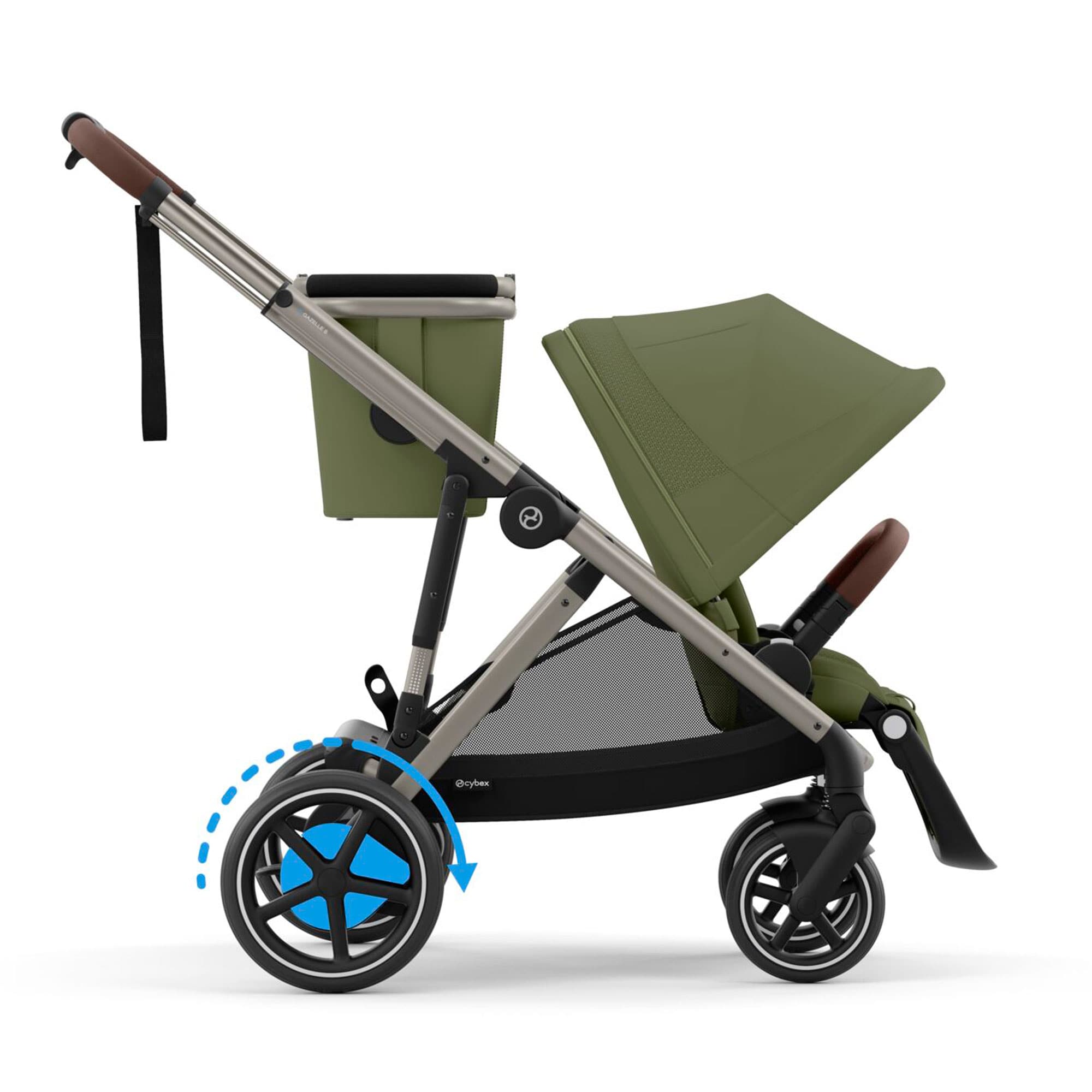 Cybex eGazelle S Twin Luxury Pushchair Bundle in Moss Green Travel Systems