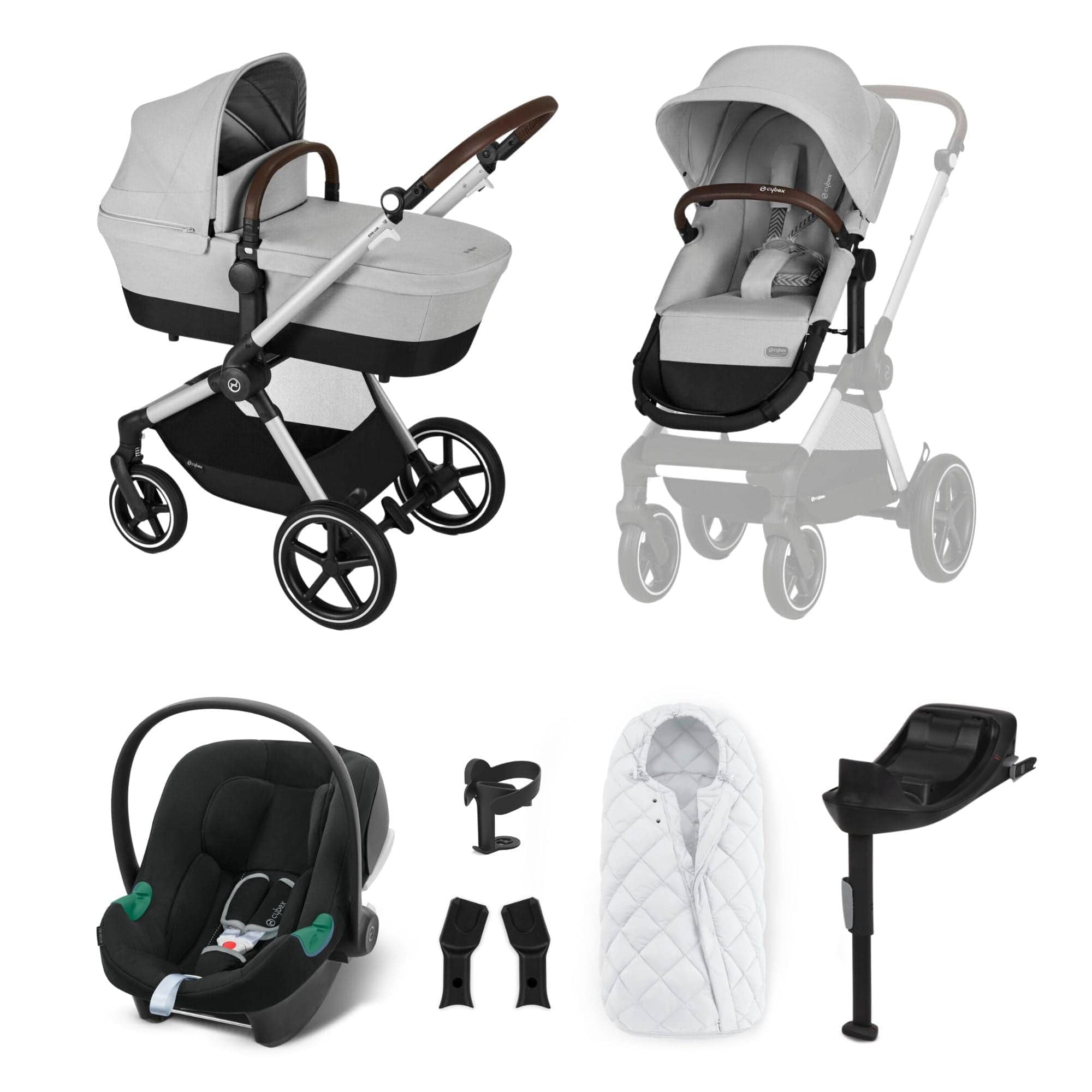 Cybex Eos Lux Comfort 9 Piece Bundle in Lava Grey Travel Systems 14530-SLV-LAV-GRY 4063846368563