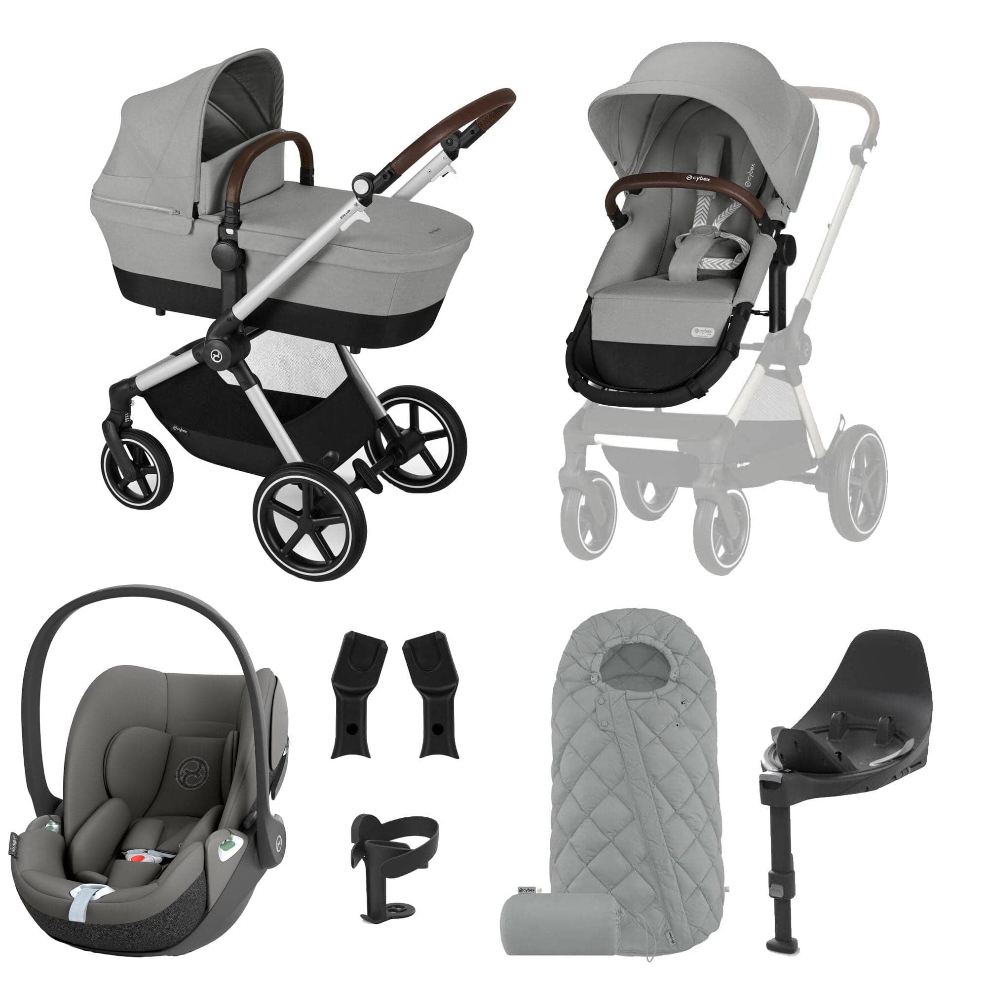 cybex eos.lux Cybex Eos Lux Luxury 9 Piece Bundle in Stone Grey