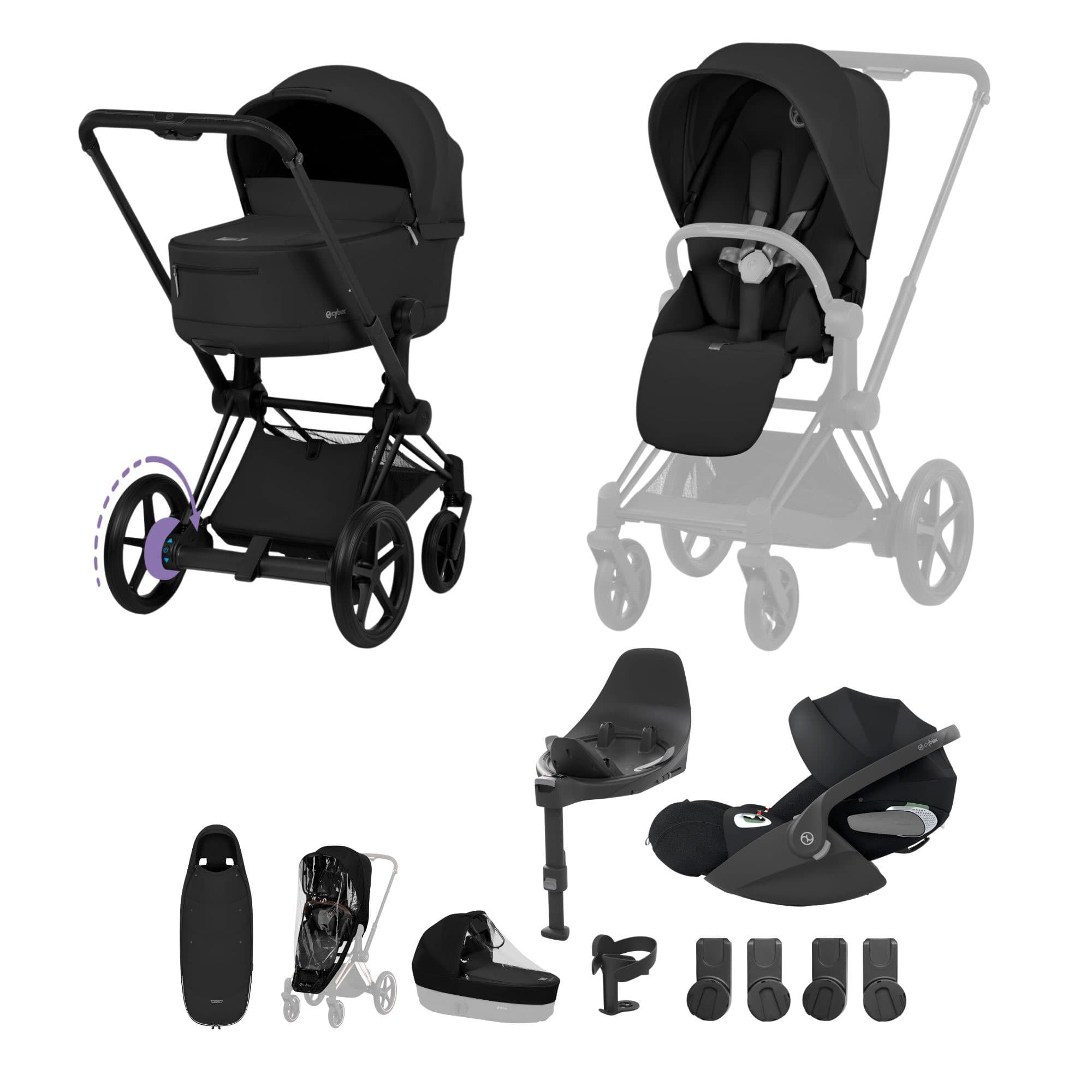 Cybex ePriam Ultimate Accessory Bundle - Comfort Collection in Sepia Black Travel Systems 21971-MB-BLK-1 4063846549504