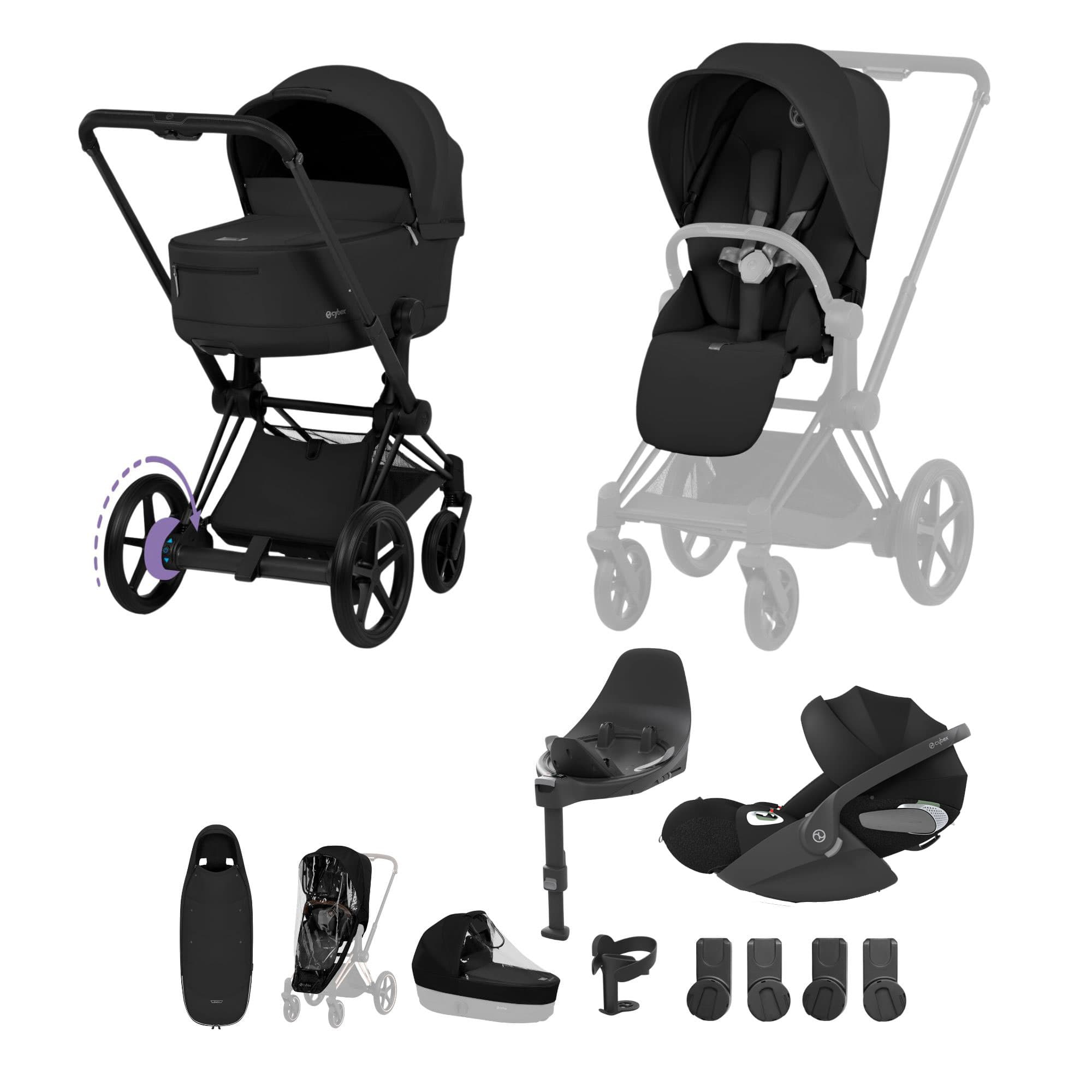 Cybex ePriam Ultimate Accessory Bundle - Comfort Collection in Sepia Black Travel Systems 21971-MB-BLK 4063846549504