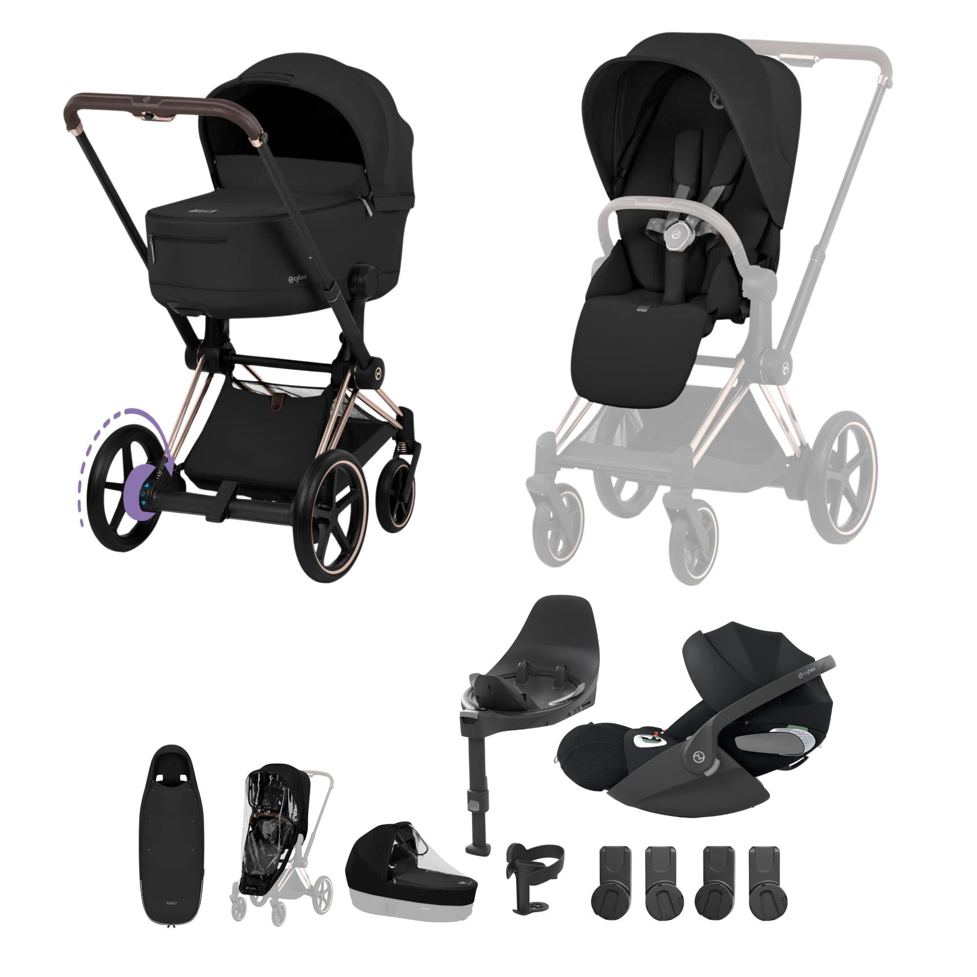 Cybex ePriam Ultimate Accessory Bundle - Comfort Collection in Sepia Black Travel Systems 21971-RG-BLK-1 4063846549436