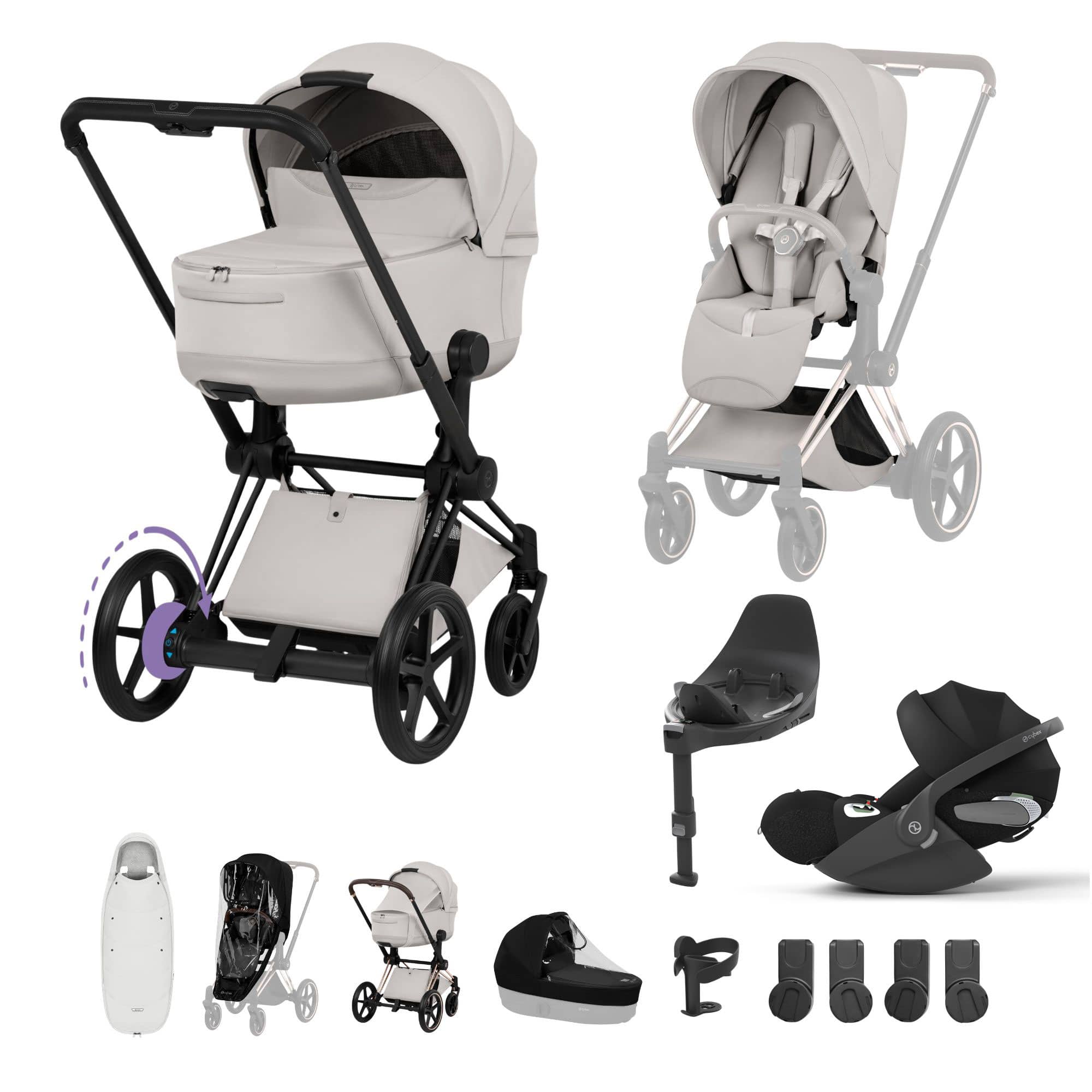 Cybex ePriam Ultimate Accessory  Bundle - Style Collection in City Grey Travel Systems 21921-MB-CIT-GRY 4063846550982