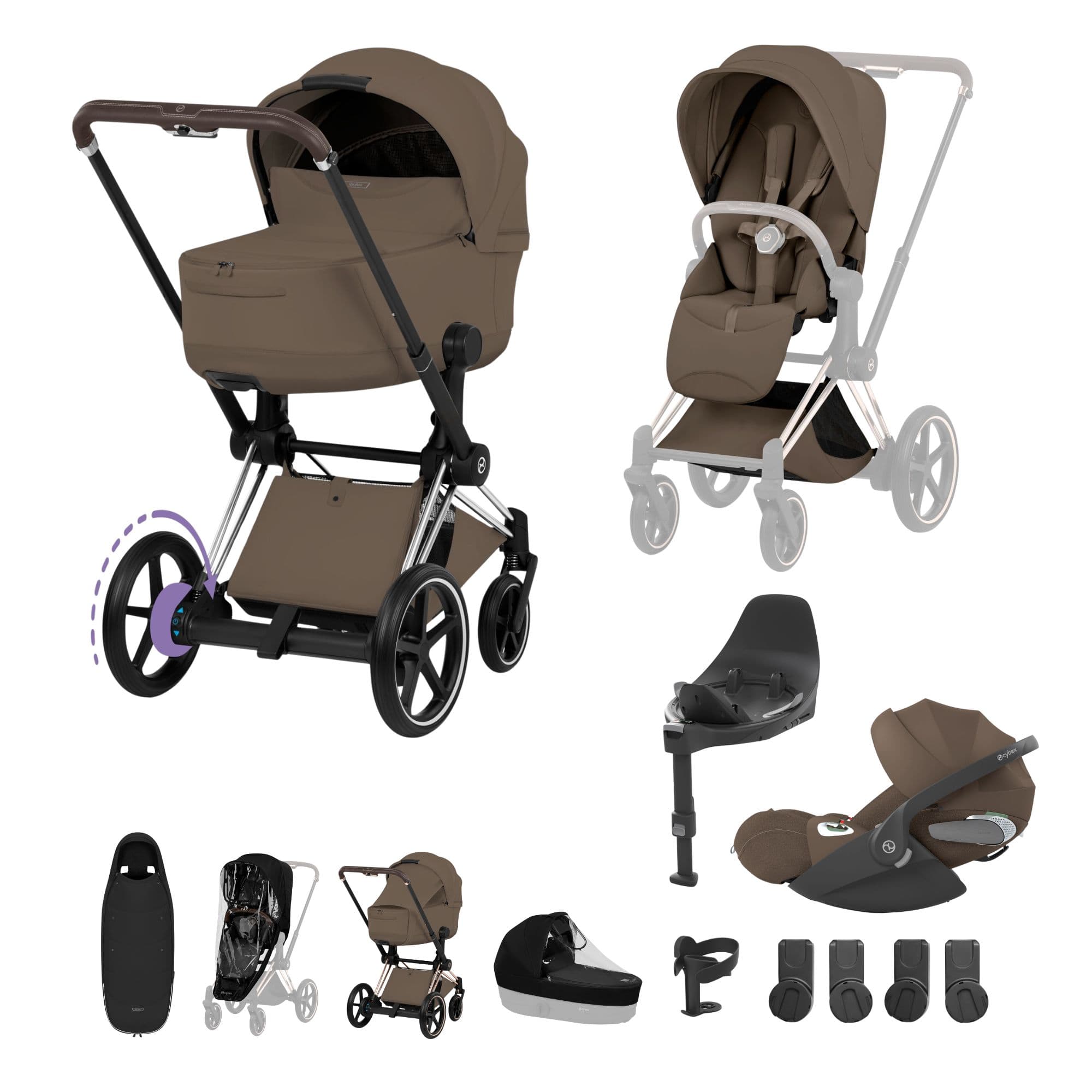 Cybex ePriam Ultimate Accessory  Bundle - Style Collection in Coconut Brown Travel Systems 21921-CB-NUT-BRN-1 4063846590148