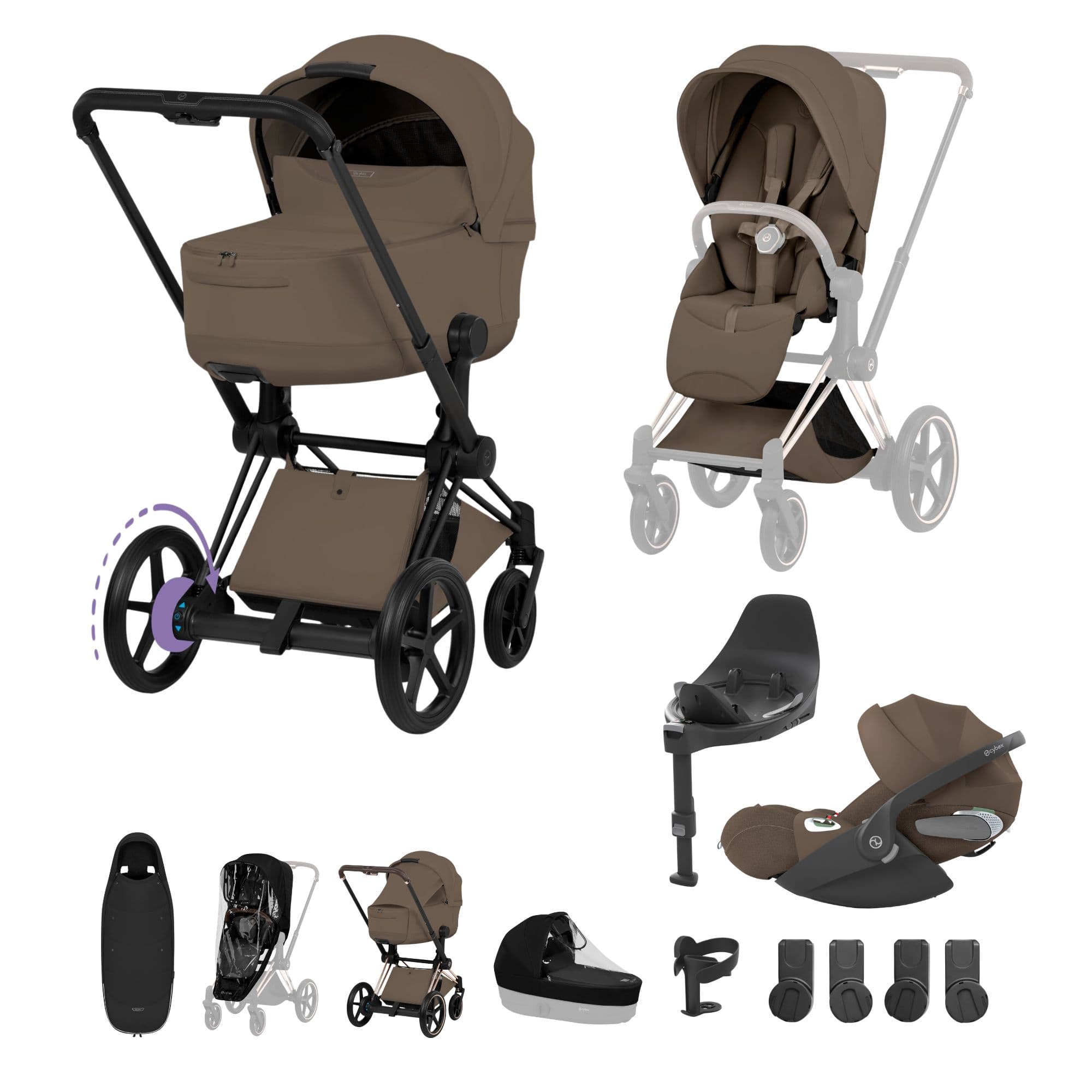 Cybex ePriam Ultimate Accessory  Bundle - Style Collection in Coconut Brown Travel Systems 21921-MB-NUT-BRN-1 4063846590148