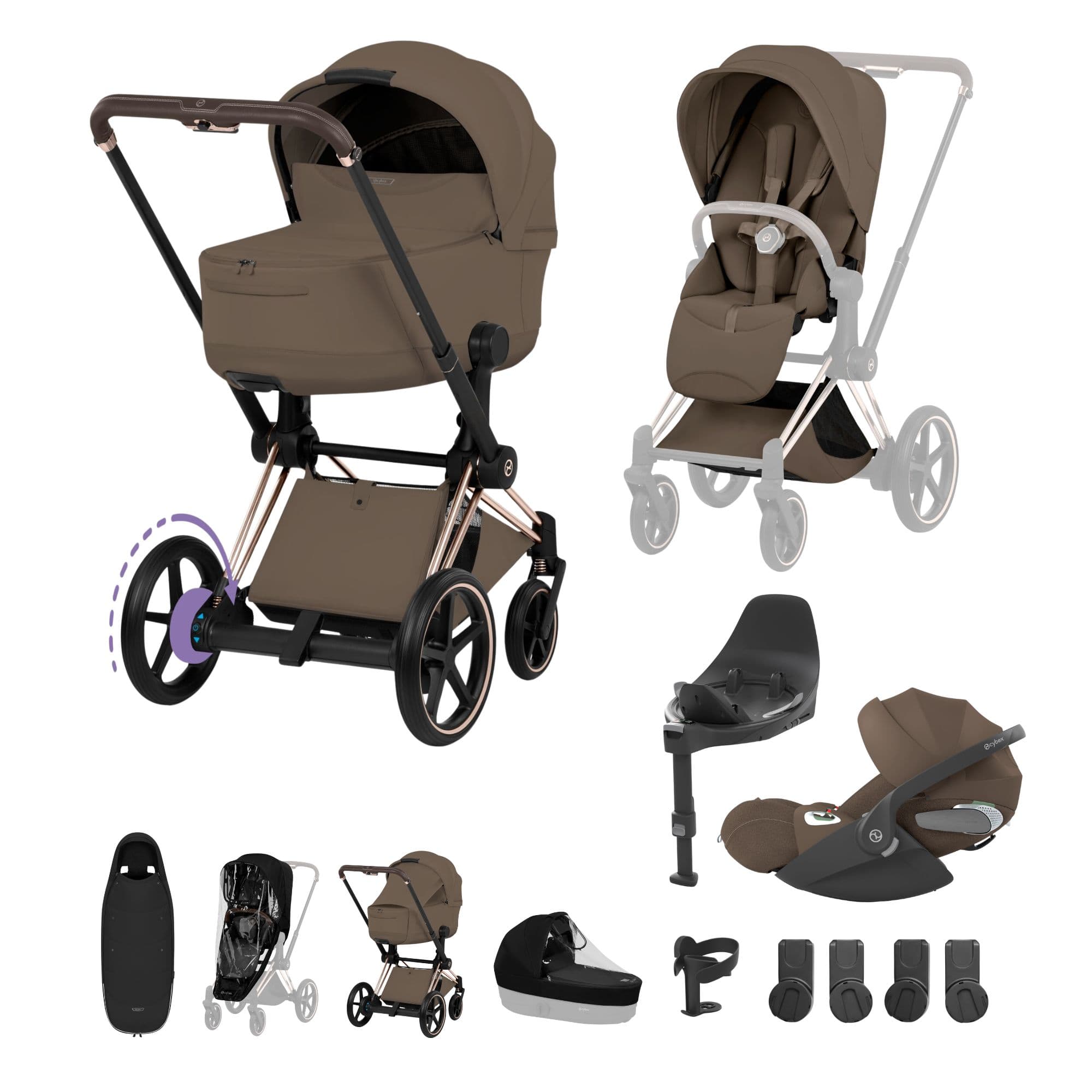 Cybex ePriam Ultimate Accessory  Bundle - Style Collection in Coconut Brown Travel Systems 21921-RG-NUT-BRN-1 4063846590148