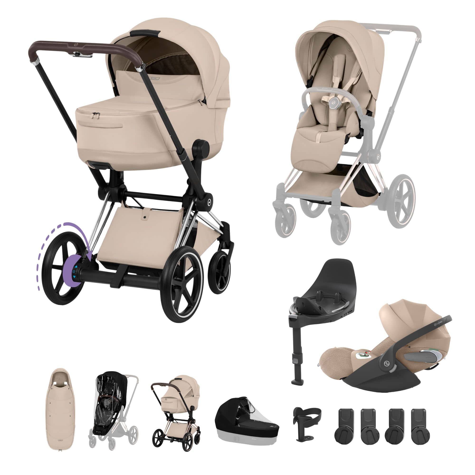 Cybex ePriam Ultimate Accessory  Bundle - Style Collection in Cozy Beige Travel Systems 21921-CB-COZ-BEI-1 4063846551040