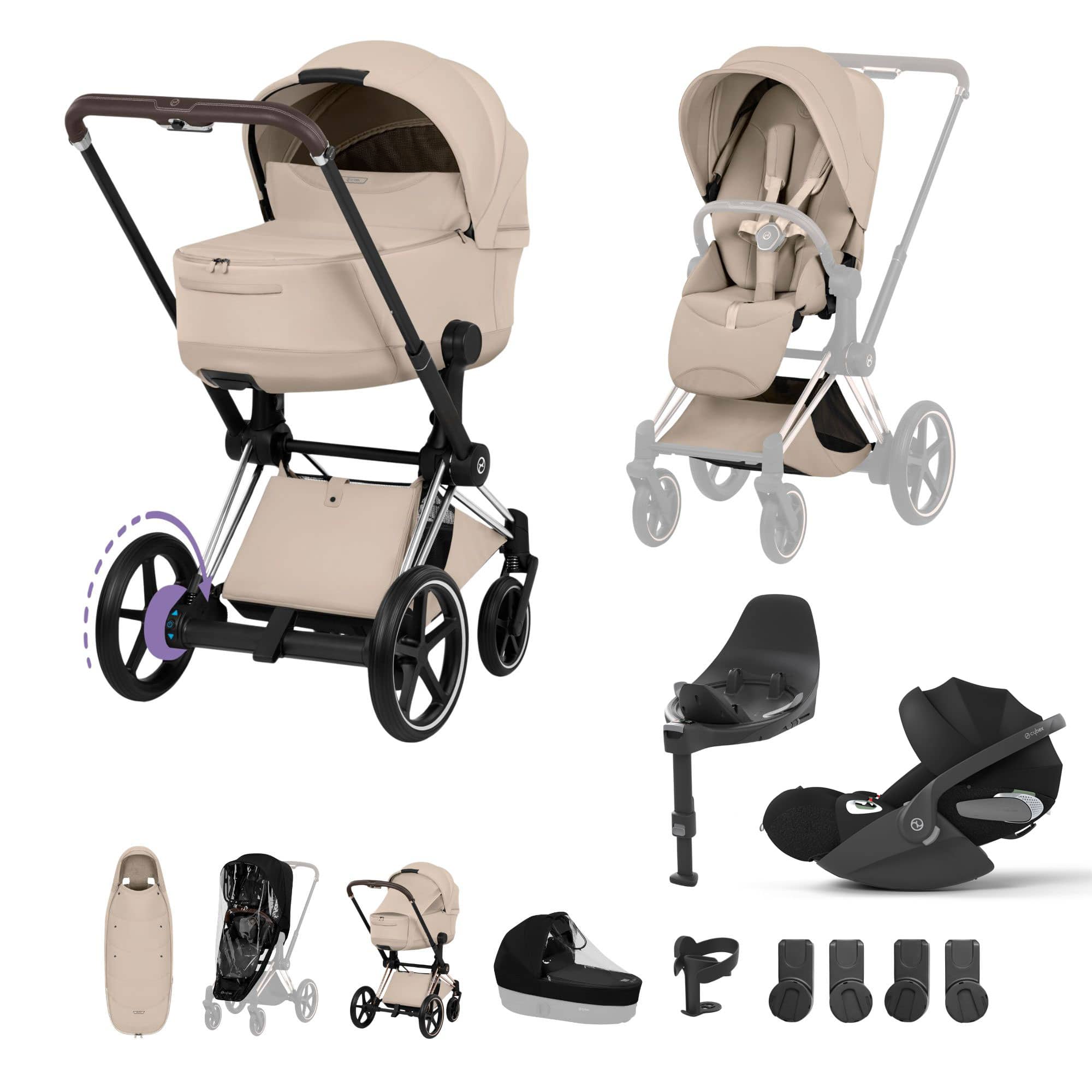 Cybex ePriam Ultimate Accessory  Bundle - Style Collection in Cozy Beige Travel Systems 21921-CB-COZ-BEI 4063846551040