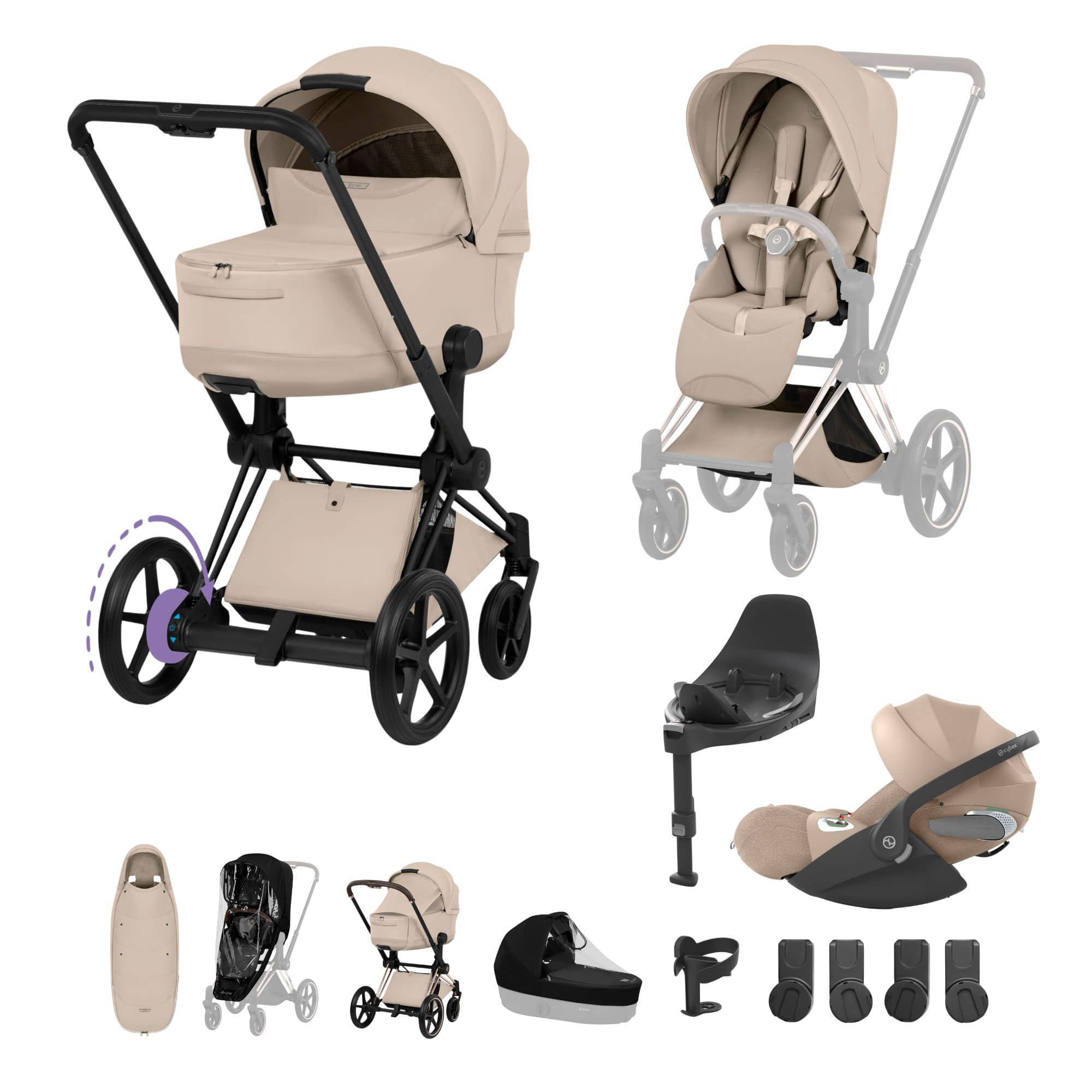 Cybex ePriam Ultimate Accessory  Bundle - Style Collection in Cozy Beige Travel Systems 21921-MB-COZ-BEI-1 4063846551040