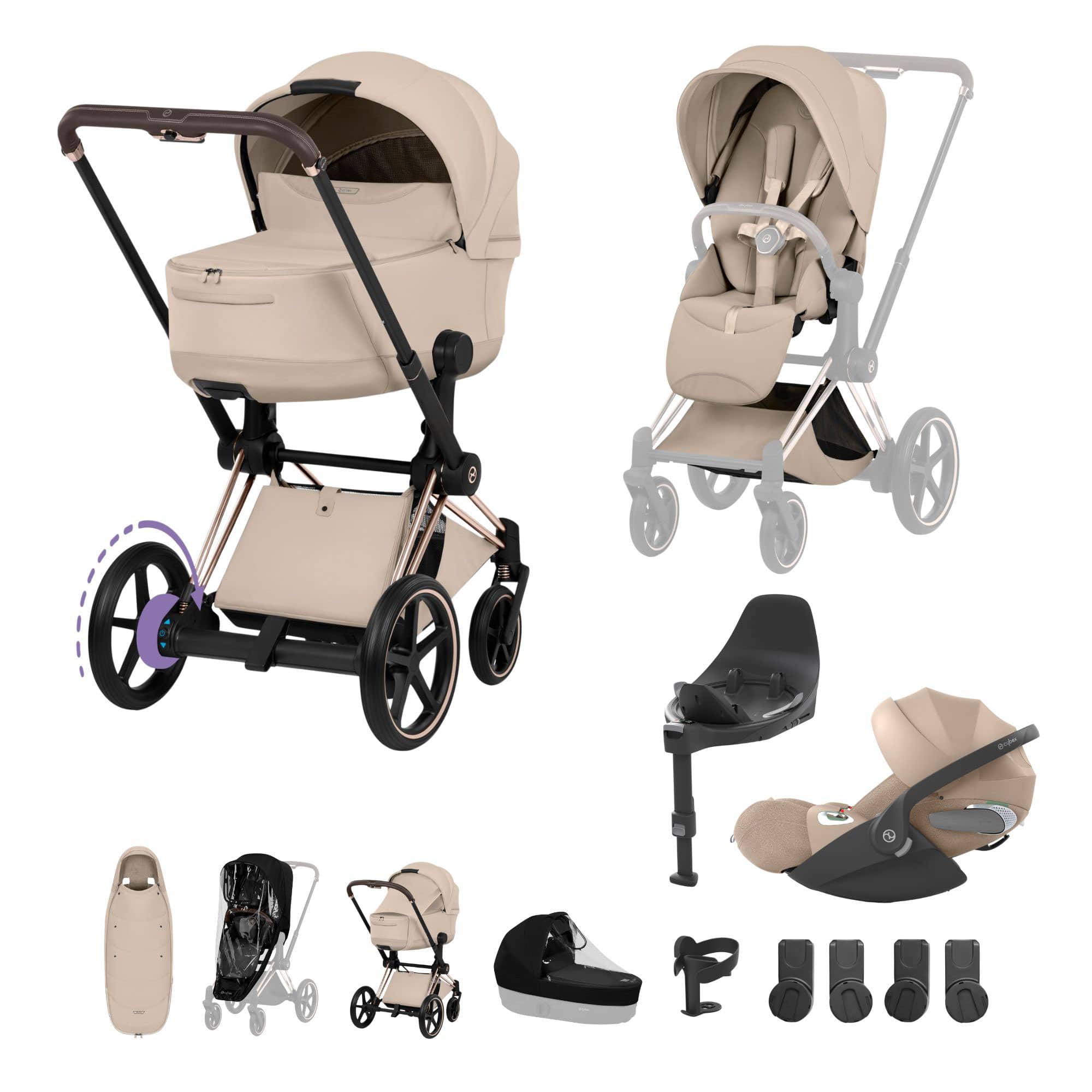 Cybex ePriam Ultimate Accessory  Bundle - Style Collection in Cozy Beige Travel Systems 21921-RG-COZ-BEI-1 4063846551040