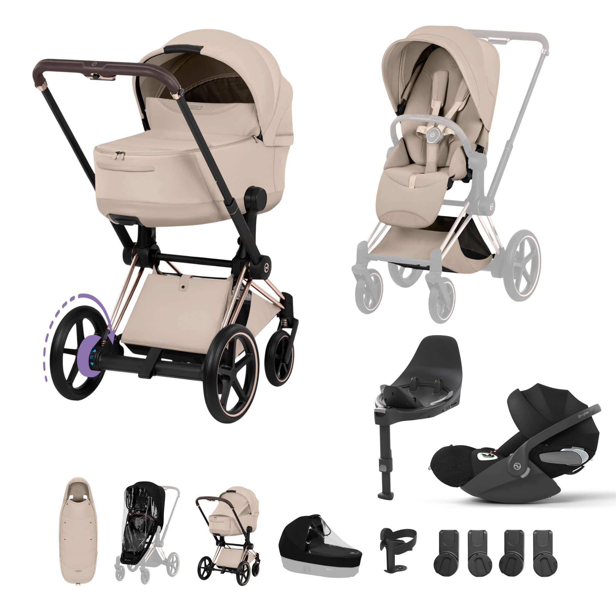 Cybex ePriam Ultimate Accessory  Bundle - Style Collection in Cozy Beige Travel Systems 21921-RG-COZ-BEI 4063846551040