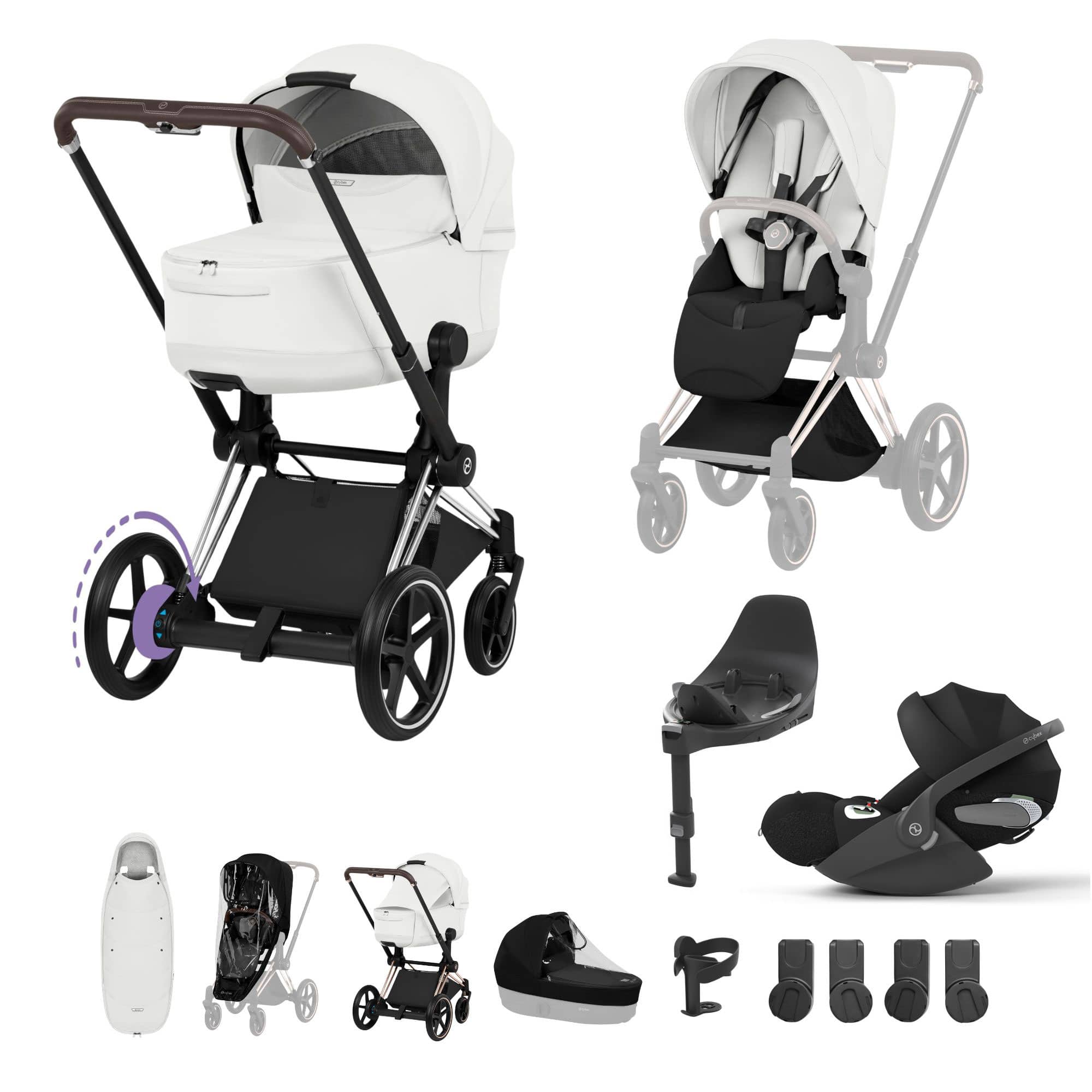 Cybex ePriam Ultimate Accessory  Bundle - Style Collection in Off White Travel Systems 21921-CB-OFF-WHT 4063846551224