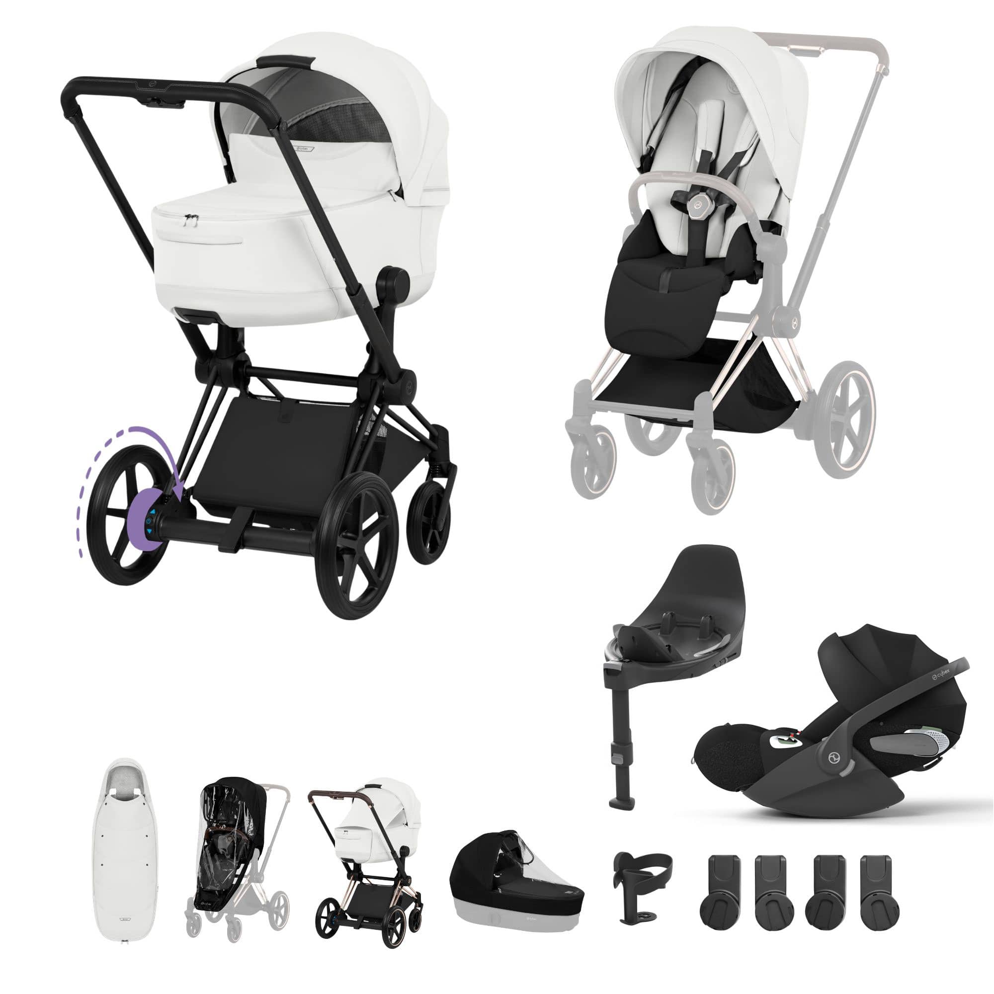 Cybex ePriam Ultimate Accessory  Bundle - Style Collection in Off White Travel Systems 21921-MB-OFF-WHT 4063846551224