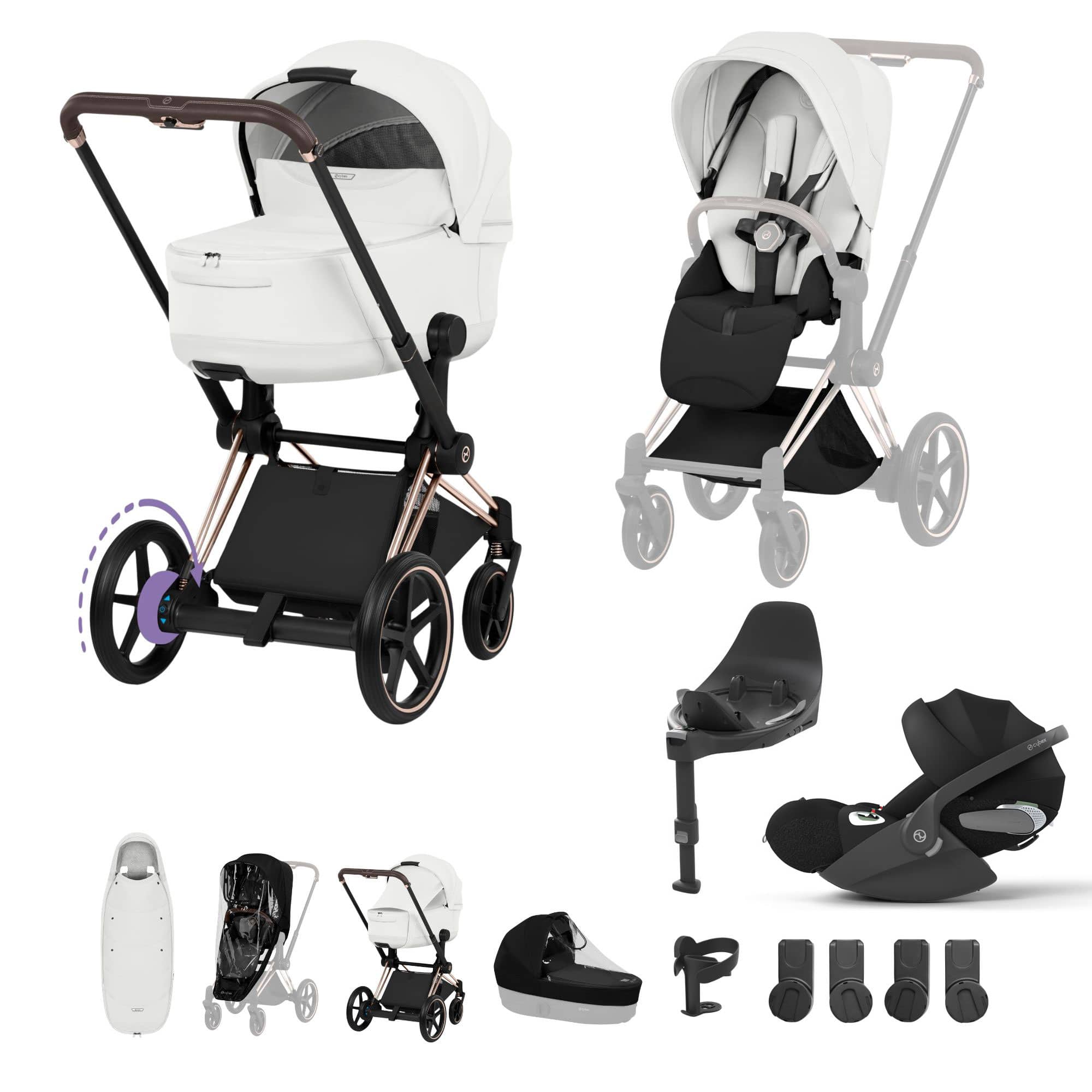 Cybex ePriam Ultimate Accessory  Bundle - Style Collection in Off White Travel Systems 21921-RG-OFF-WHT 4063846551224