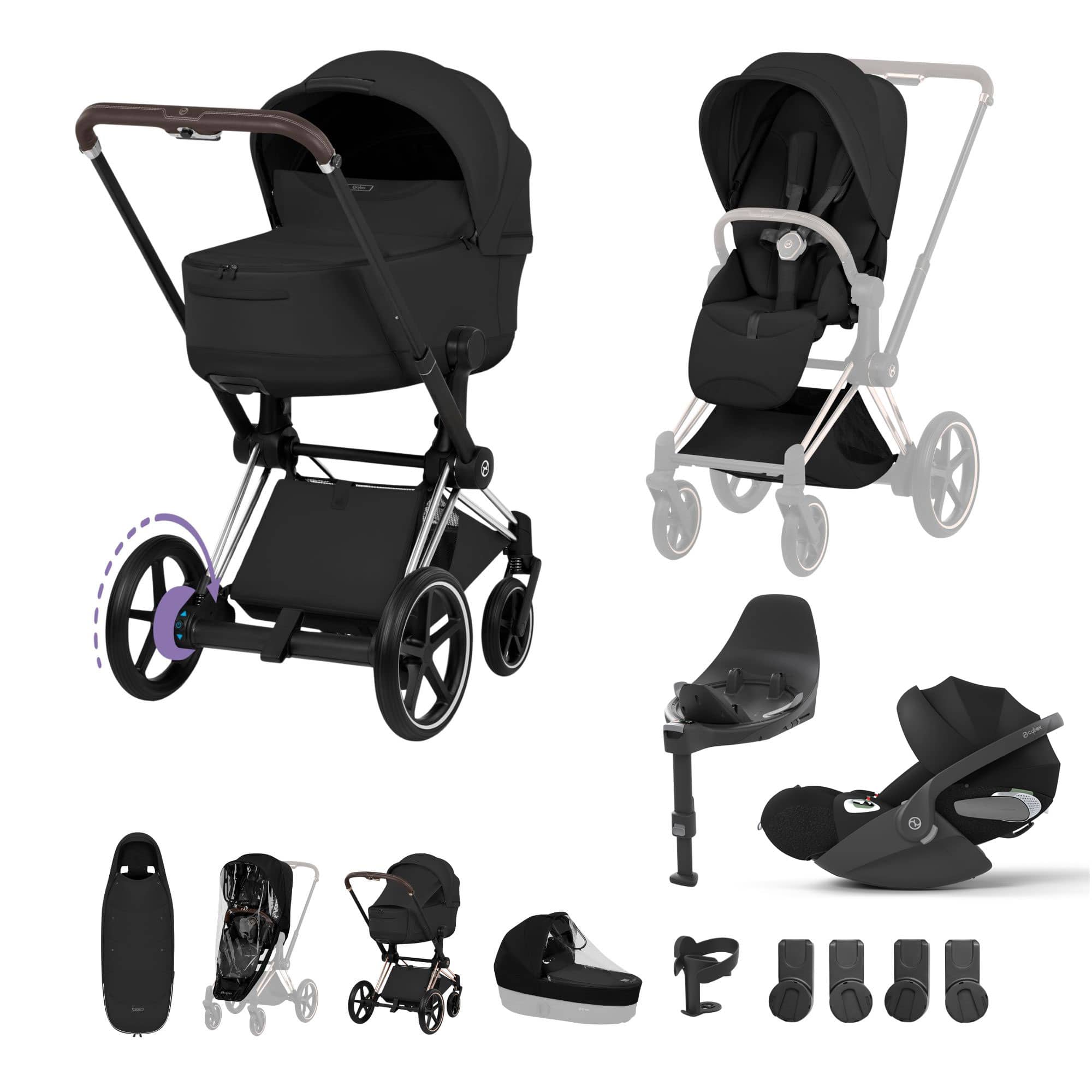 Cybex ePriam Ultimate Accessory  Bundle - Style Collection in Sepia Black Travel Systems 21921-CB-BLK 4063846550920