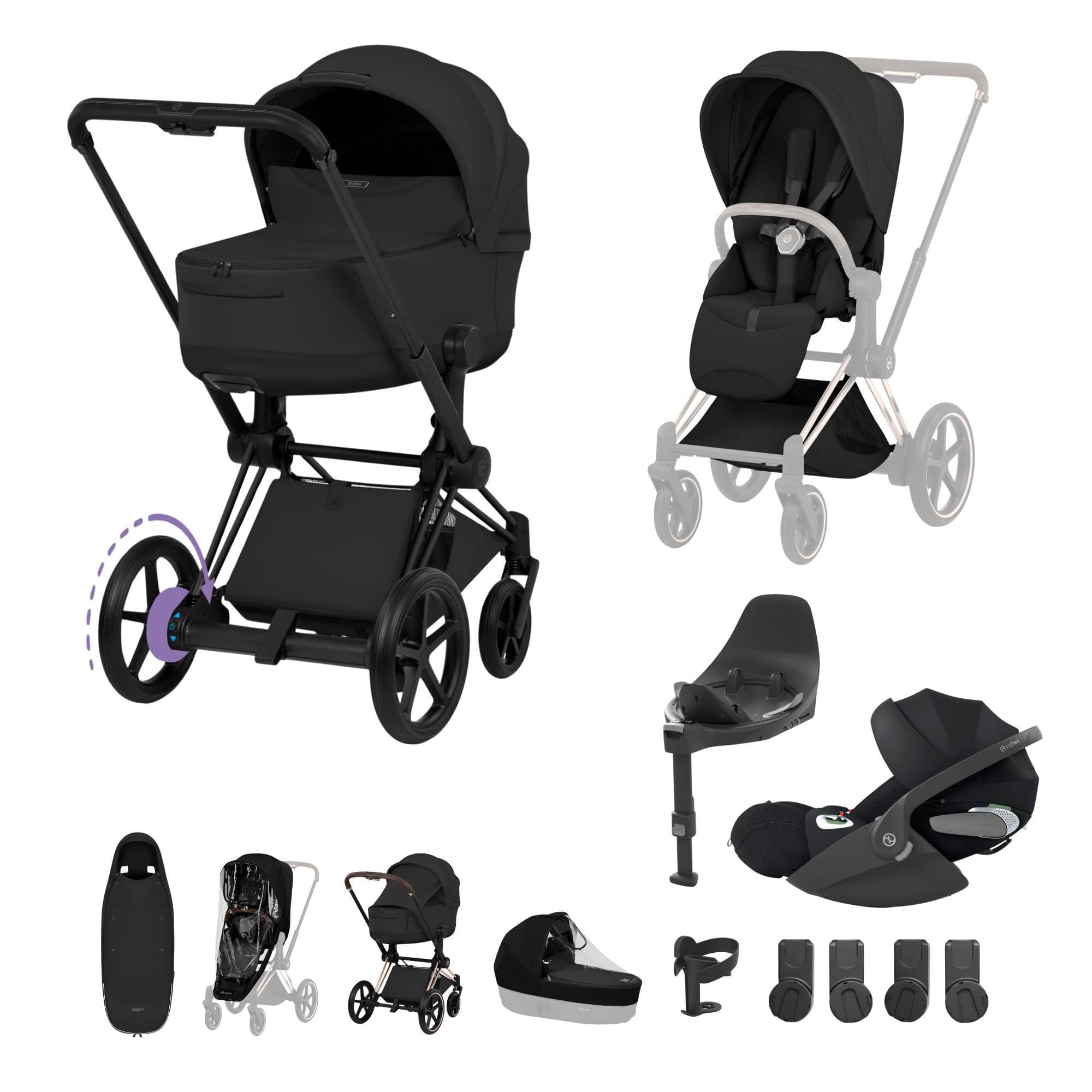Cybex ePriam Ultimate Accessory  Bundle - Style Collection in Sepia Black Travel Systems 21921-MB-BLK-1 4063846550920