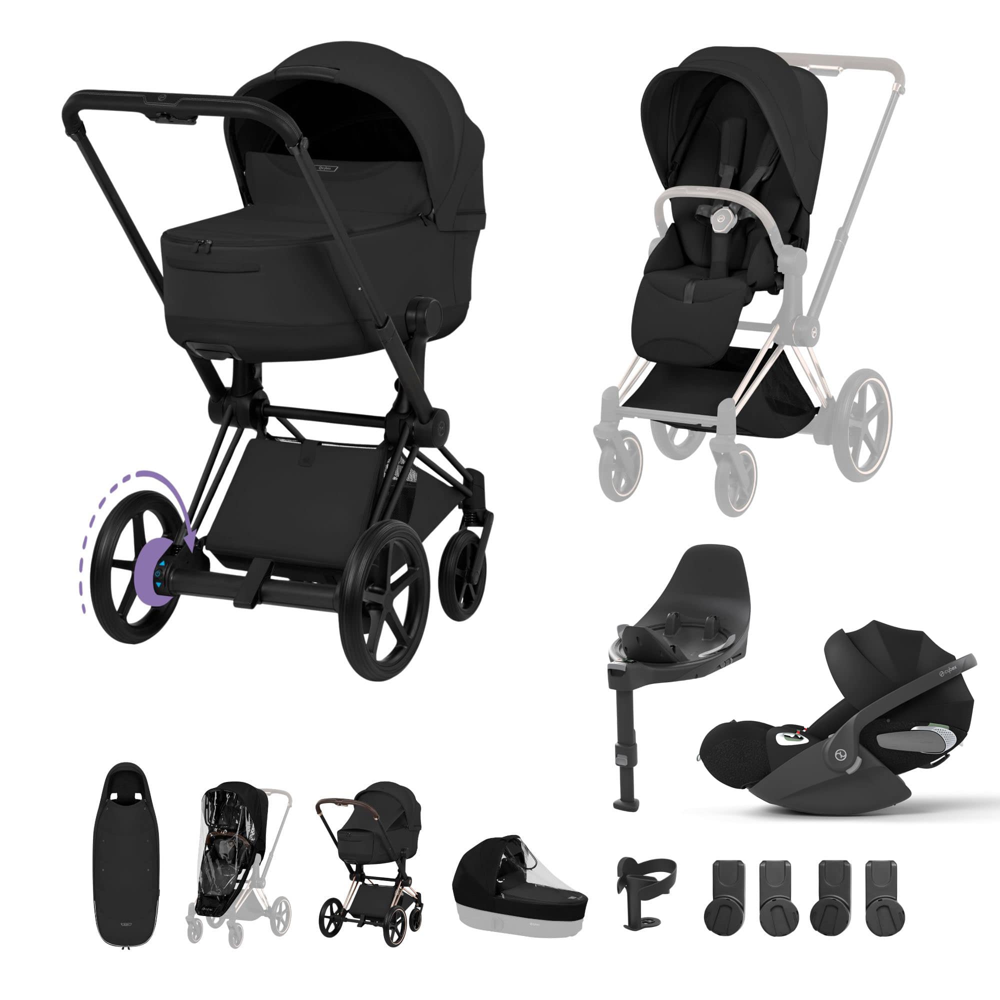Cybex ePriam Ultimate Accessory  Bundle - Style Collection in Sepia Black Travel Systems 21921-MB-BLK 4063846550920