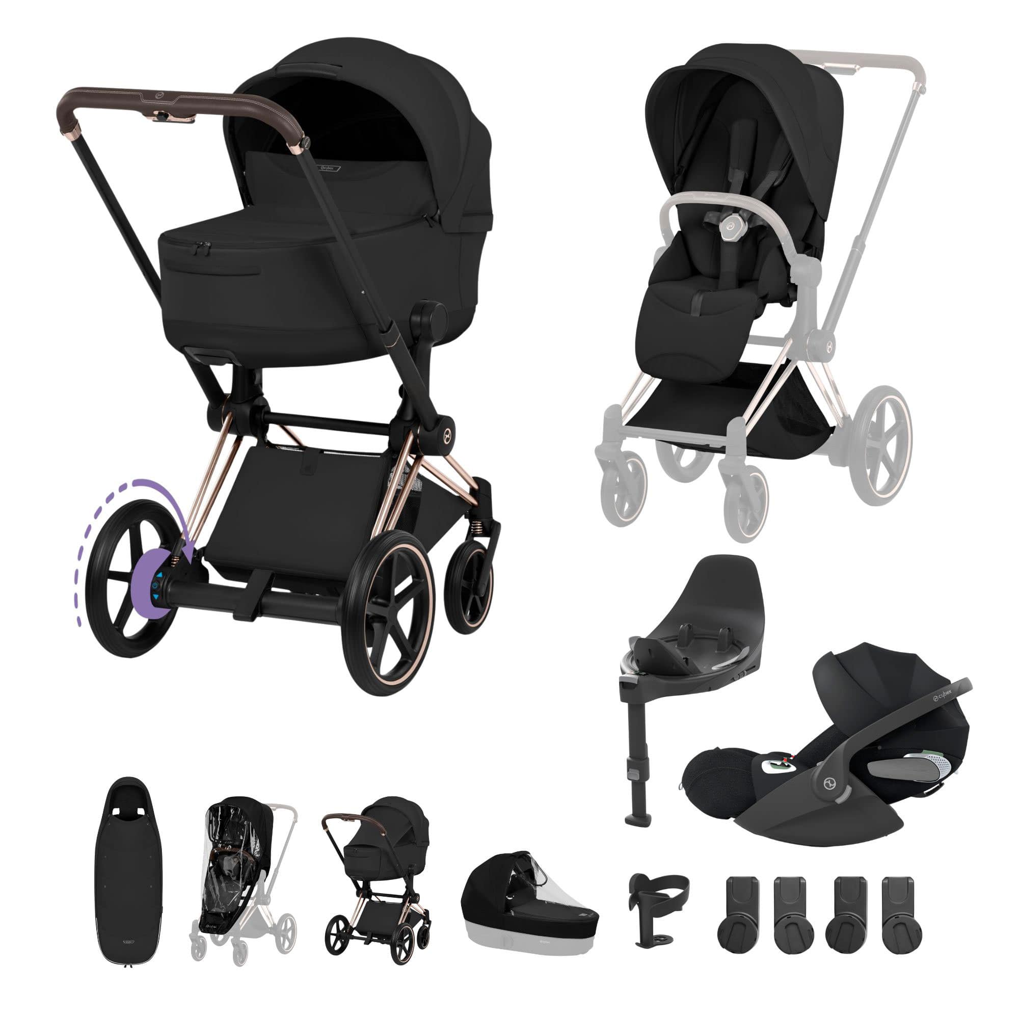 Cybex ePriam Ultimate Accessory  Bundle - Style Collection in Sepia Black Travel Systems 21921-RG-BLK-1 4063846550920