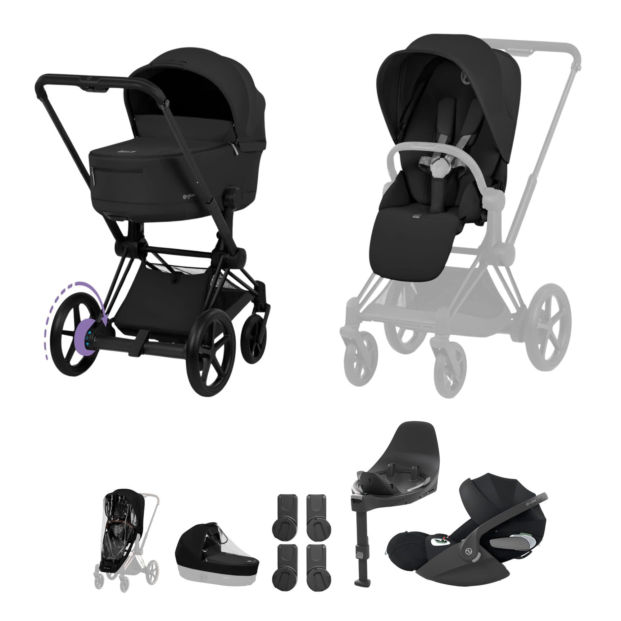 Cybex ePriam Ultimate Bundle - Comfort Collection in Sepia Black Travel Systems 21963-MB-BLK-1 4063846549504