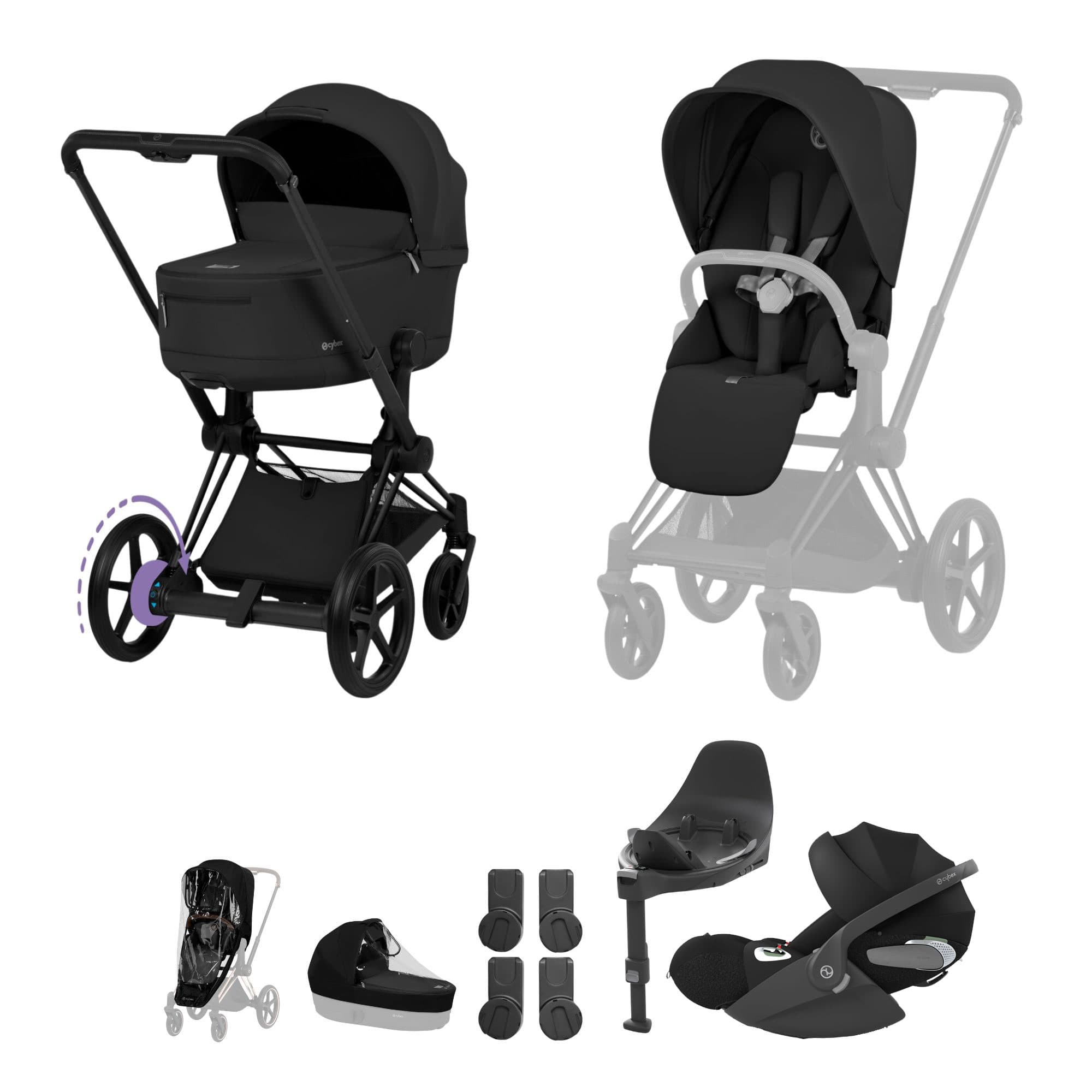 Cybex ePriam Ultimate Bundle - Comfort Collection in Sepia Black Travel Systems 21963-MB-BLK 4063846549504