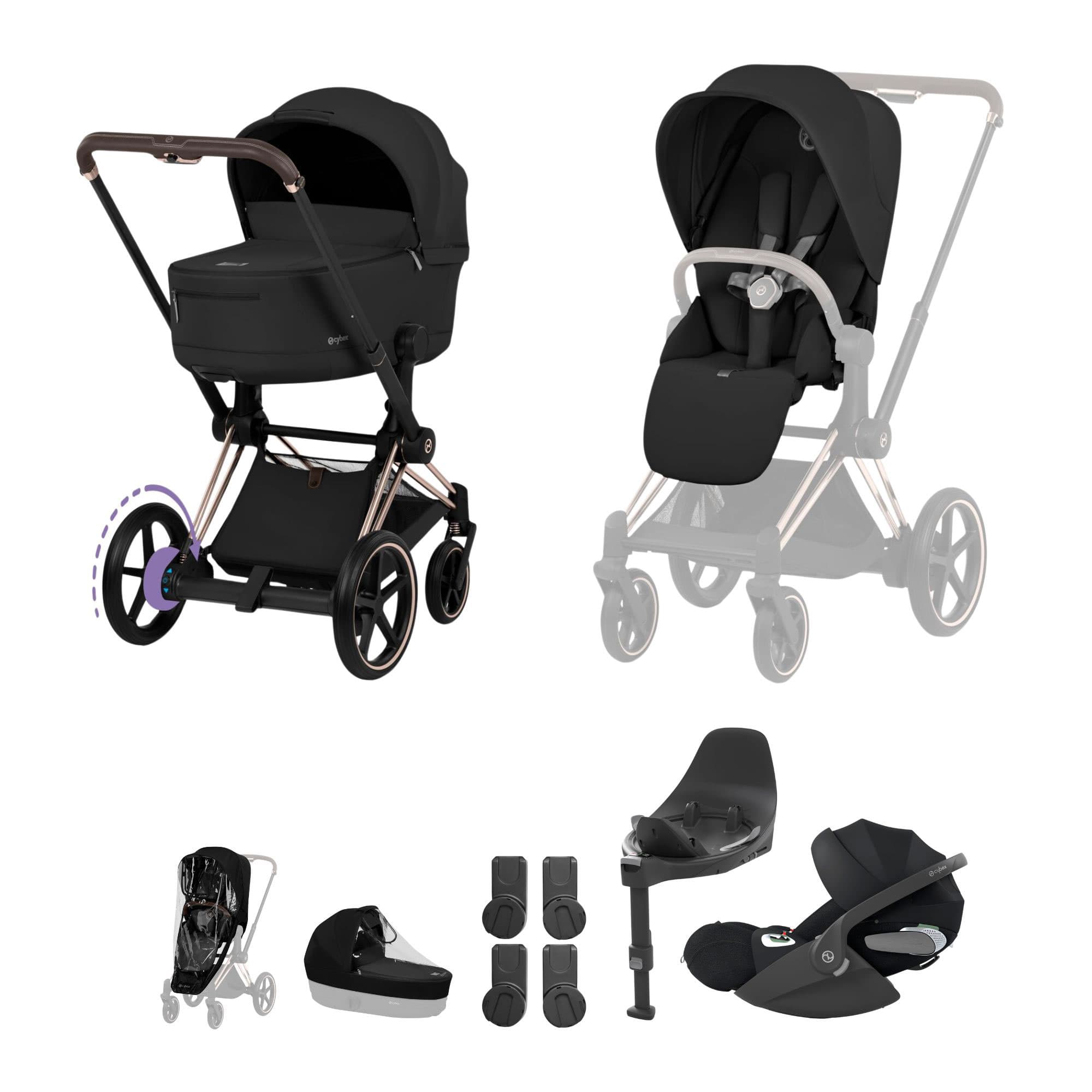Cybex ePriam Ultimate Bundle - Comfort Collection in Sepia Black Travel Systems 21963-RG-BLK-1 4063846549436