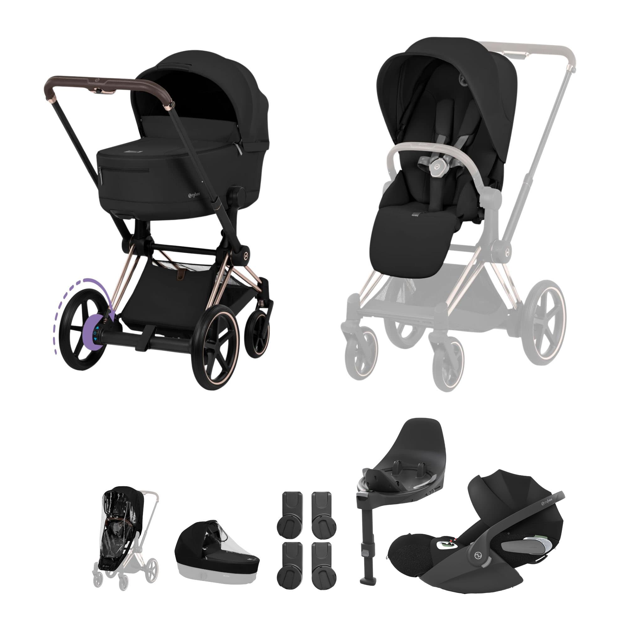 Cybex ePriam Ultimate Bundle - Comfort Collection in Sepia Black Travel Systems 21963-RG-BLK 4063846549436