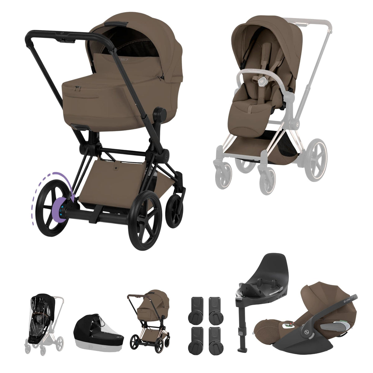 Cybex ePriam Ultimate  Bundle - Style Collection in Coconut Brown Travel Systems 21894-MB-NUT-BRN-1 4063846590148