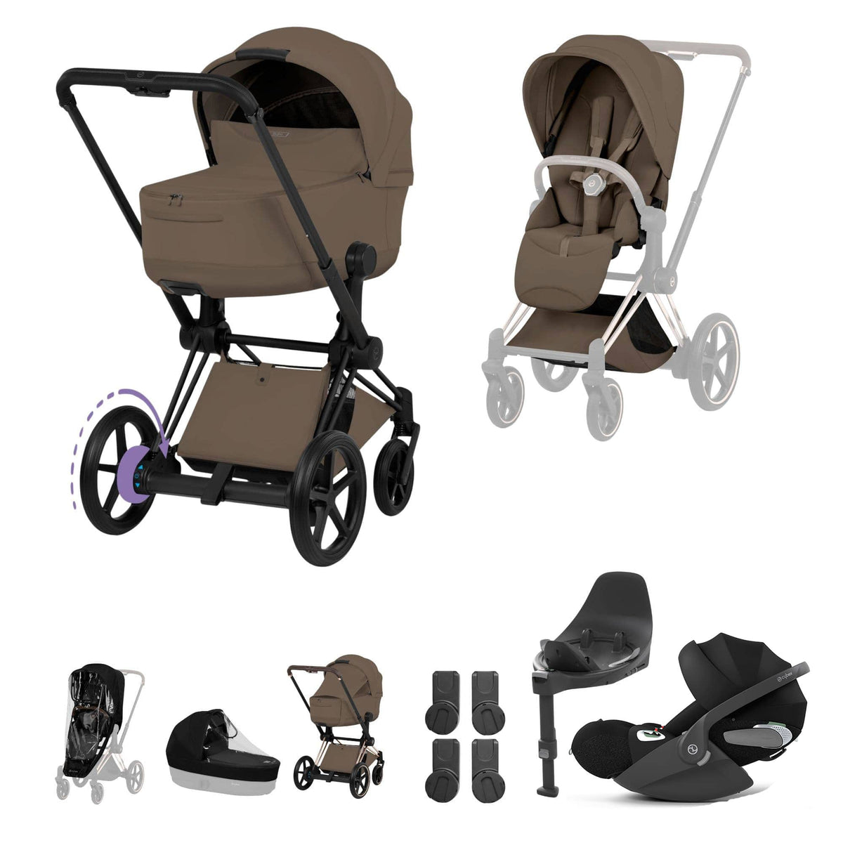 Cybex ePriam Ultimate  Bundle - Style Collection in Coconut Brown Travel Systems 21894-MB-NUT-BRN 4063846590148