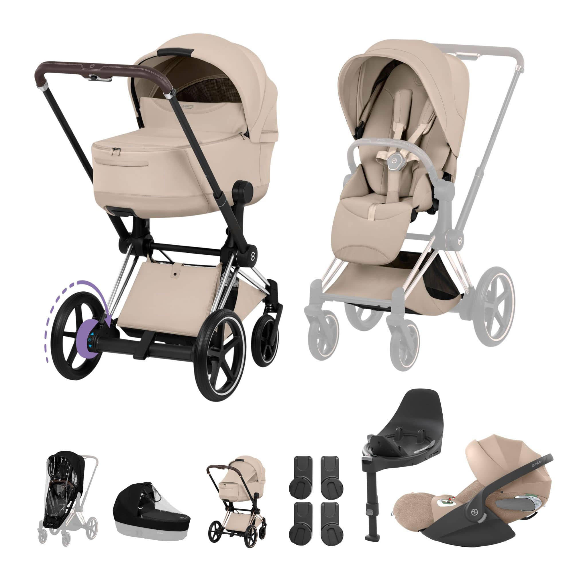 Cybex ePriam Ultimate  Bundle - Style Collection in Cozy Beige Travel Systems 21894-CB-COZ-BEI-1 4063846551040
