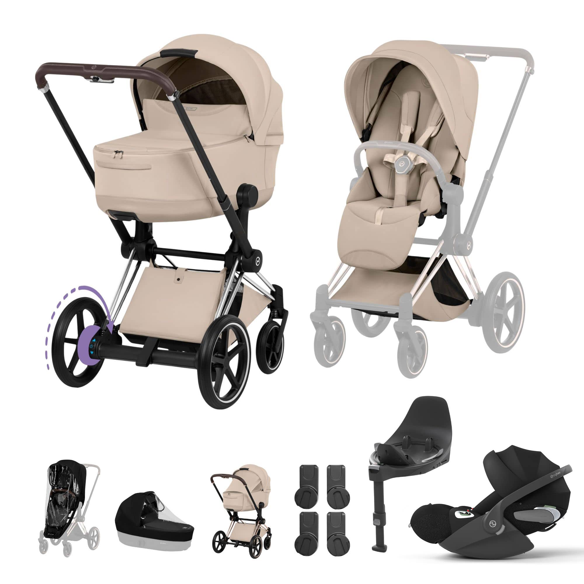Cybex ePriam Ultimate  Bundle - Style Collection in Cozy Beige Travel Systems 21894-CB-COZ-BEI 4063846551040