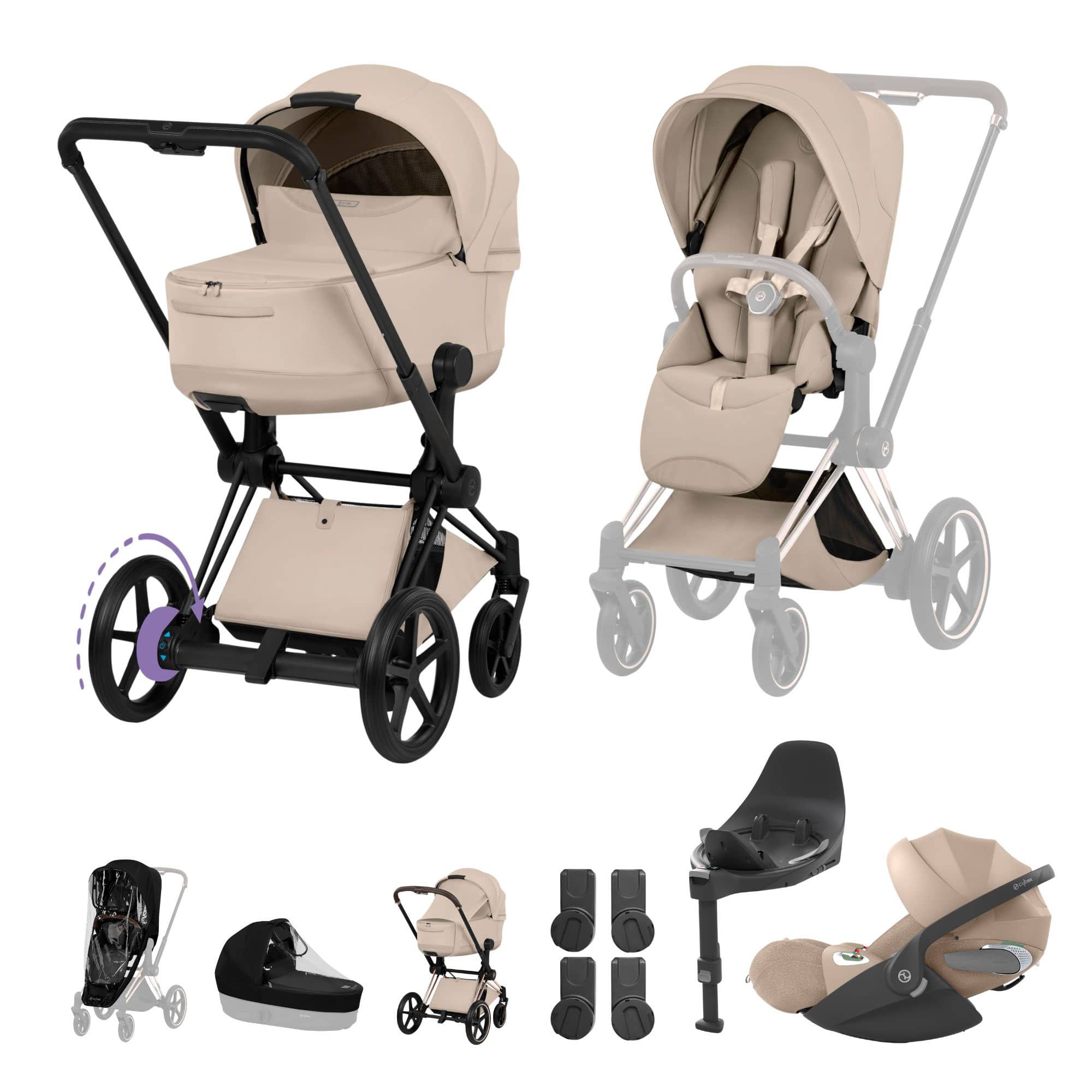 Cybex ePriam Ultimate  Bundle - Style Collection in Cozy Beige Travel Systems 21894-MB-COZ-BEI-1 4063846551040