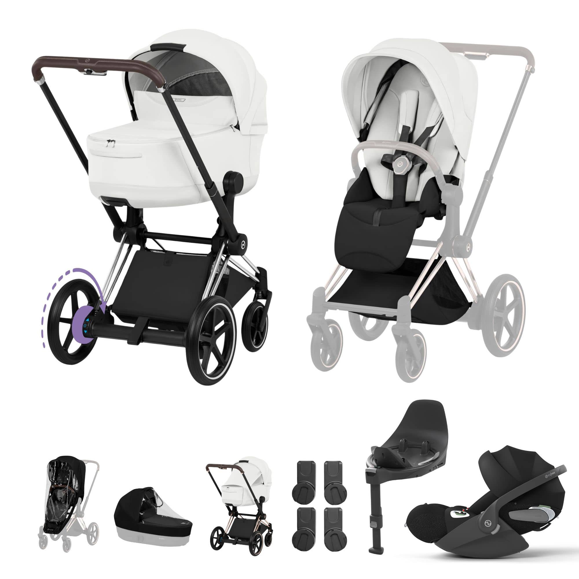 Cybex ePriam Ultimate  Bundle - Style Collection in Off White Travel Systems 21894-CB-OFF-WHT 4063846551224