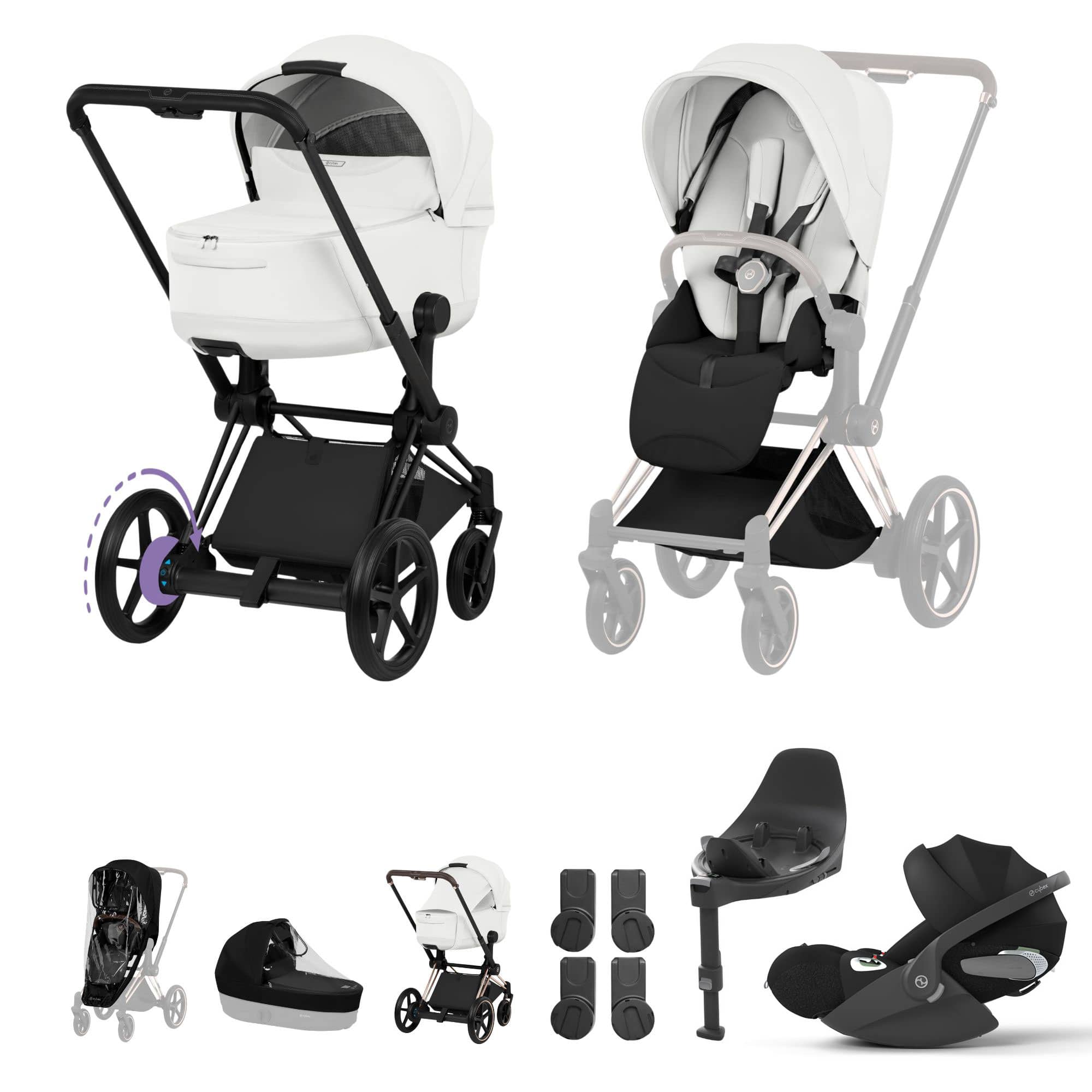 Cybex ePriam Ultimate  Bundle - Style Collection in Off White Travel Systems 21894-MB-OFF-WHT 4063846551224