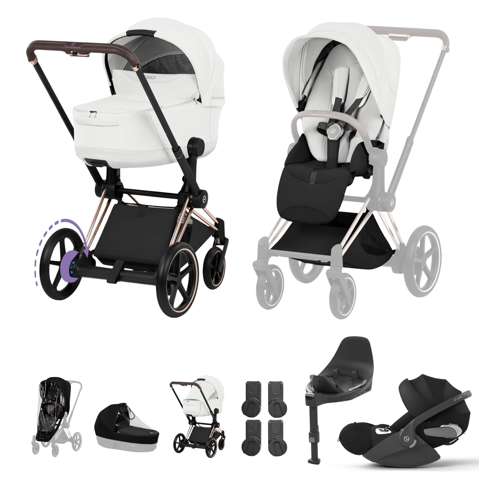 Cybex ePriam Ultimate  Bundle - Style Collection in Off White Travel Systems 21894-RG-OFF-WHT 4063846551224