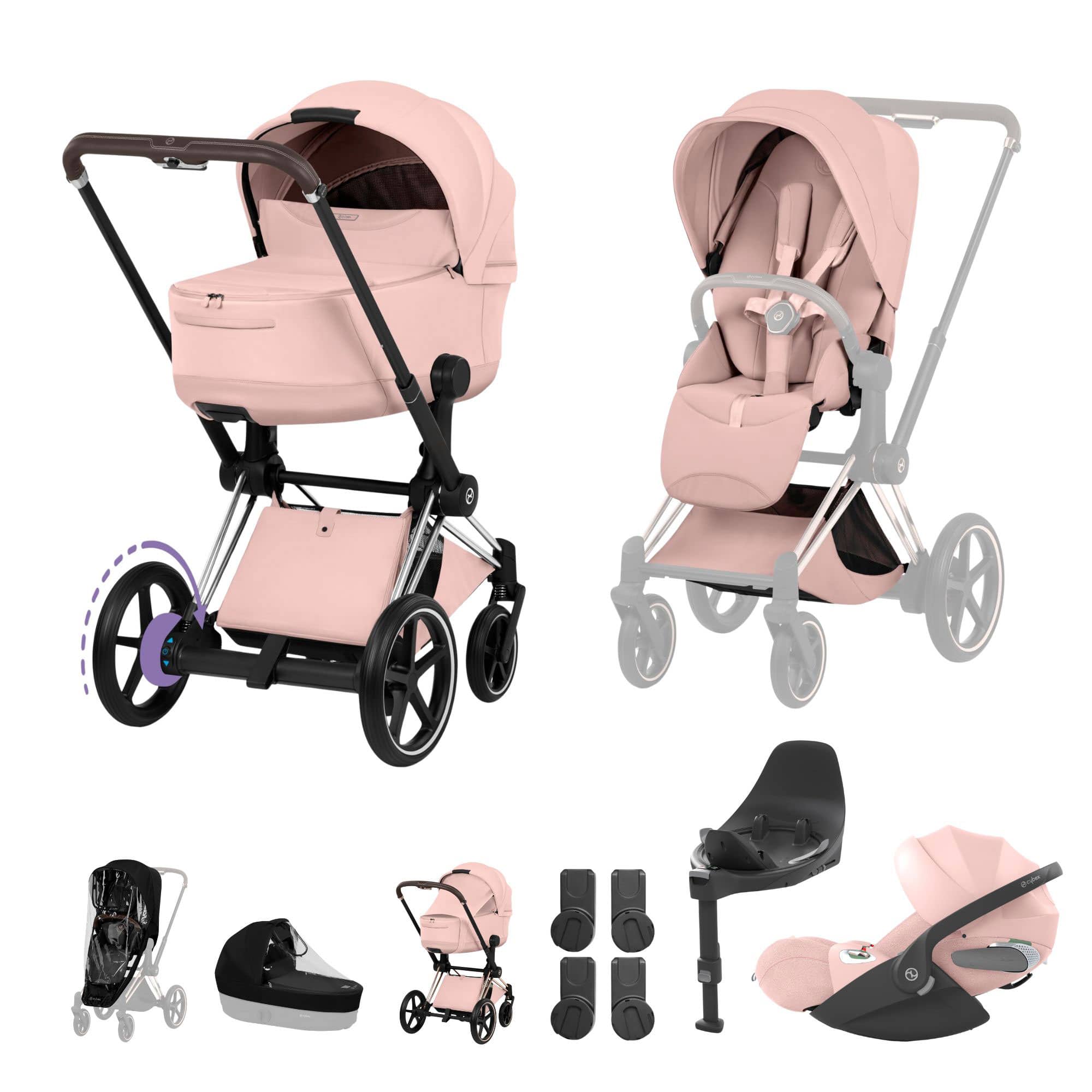 Cybex ePriam Ultimate  Bundle - Style Collection in Peach Pink Travel Systems